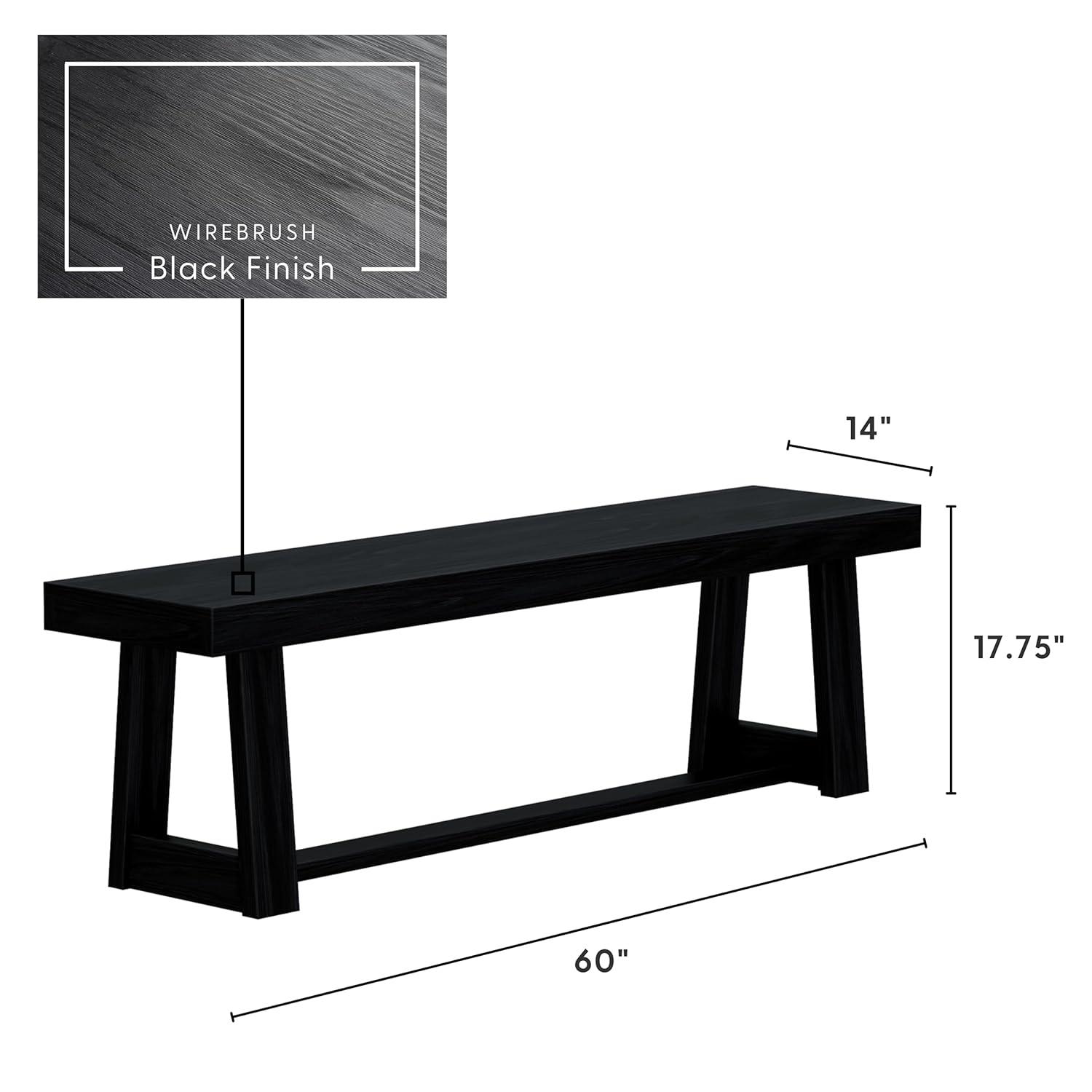 Plank+Beam  60" Classic Solid Wood Dining Bench, Bench for Dining Table
