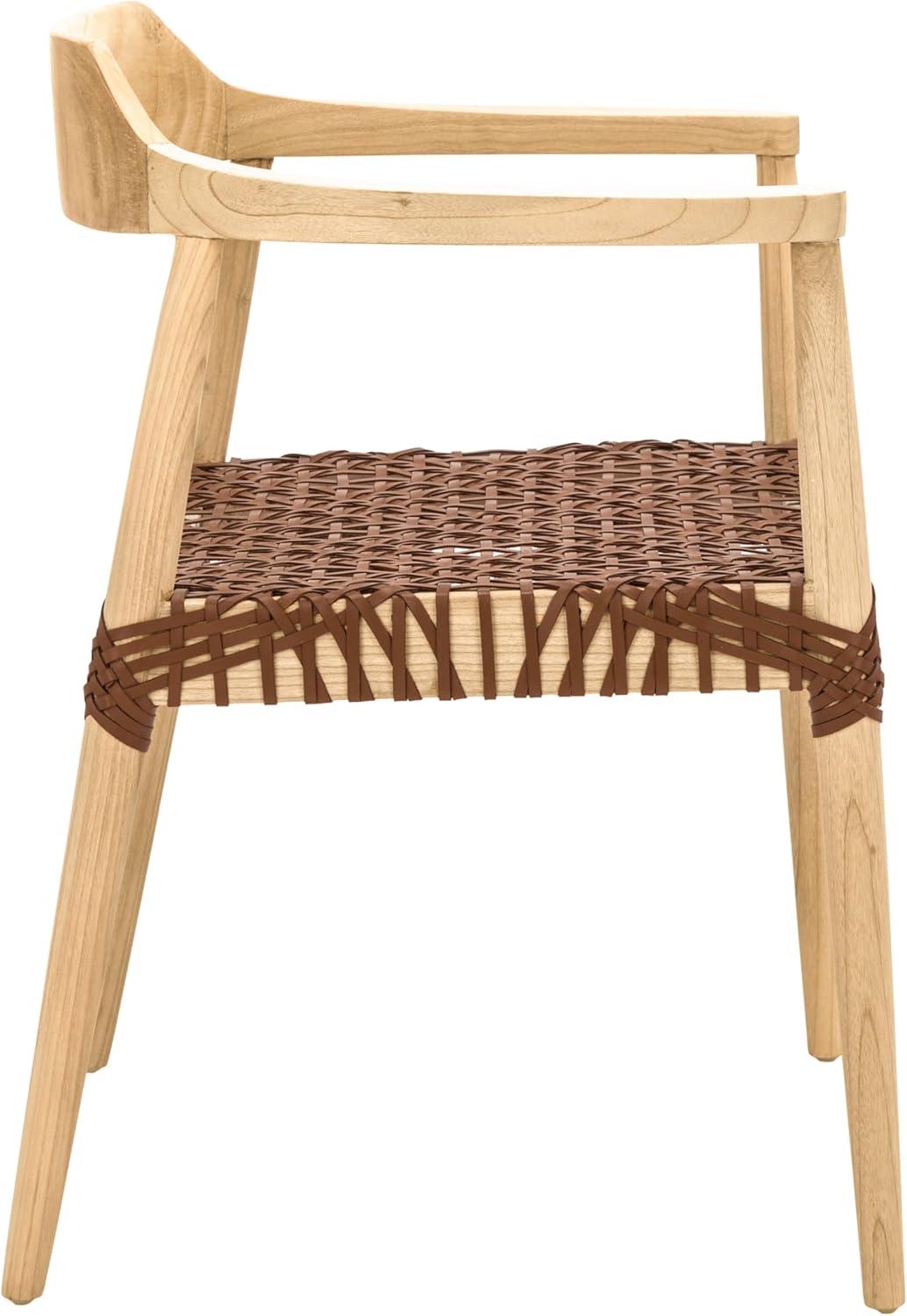 Munro Leather Woven Accent Chair - ACH1005 - Natural/Light Honey - Safavieh