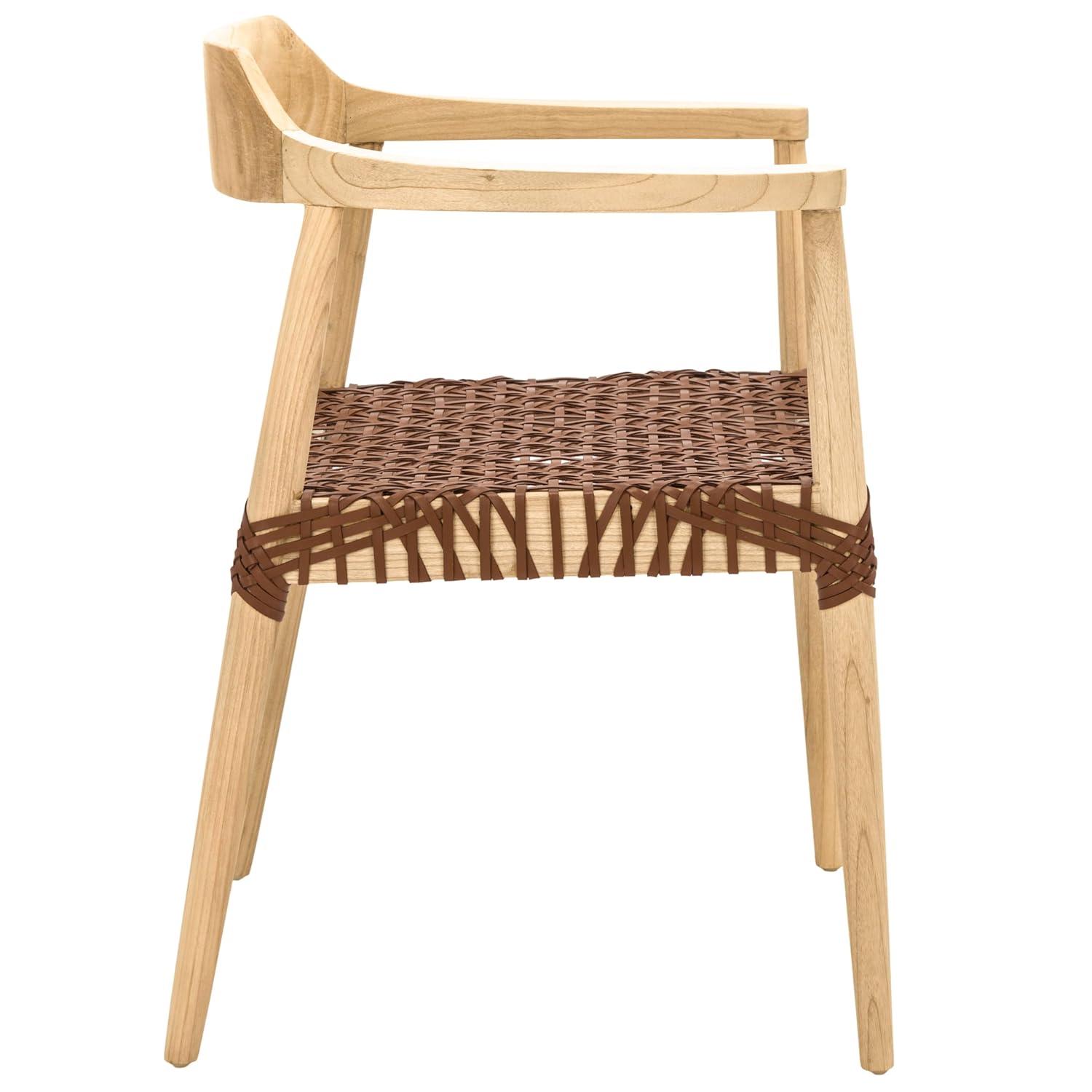 Munro Leather Woven Accent Chair - ACH1005 - Natural/Light Honey - Safavieh