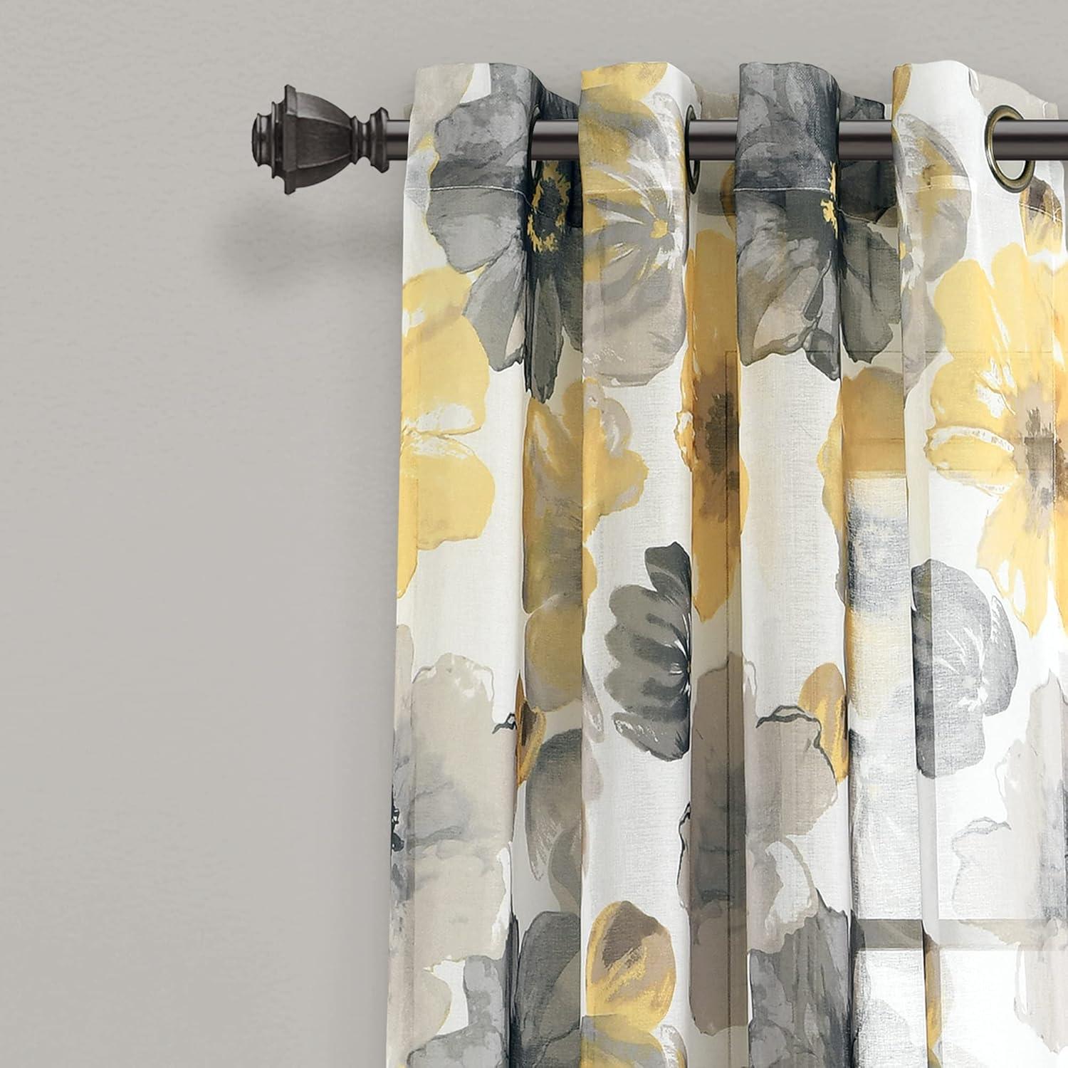 Lush Decor Leah Floral Sheer Grommets Curtain Panels (Set of 2)