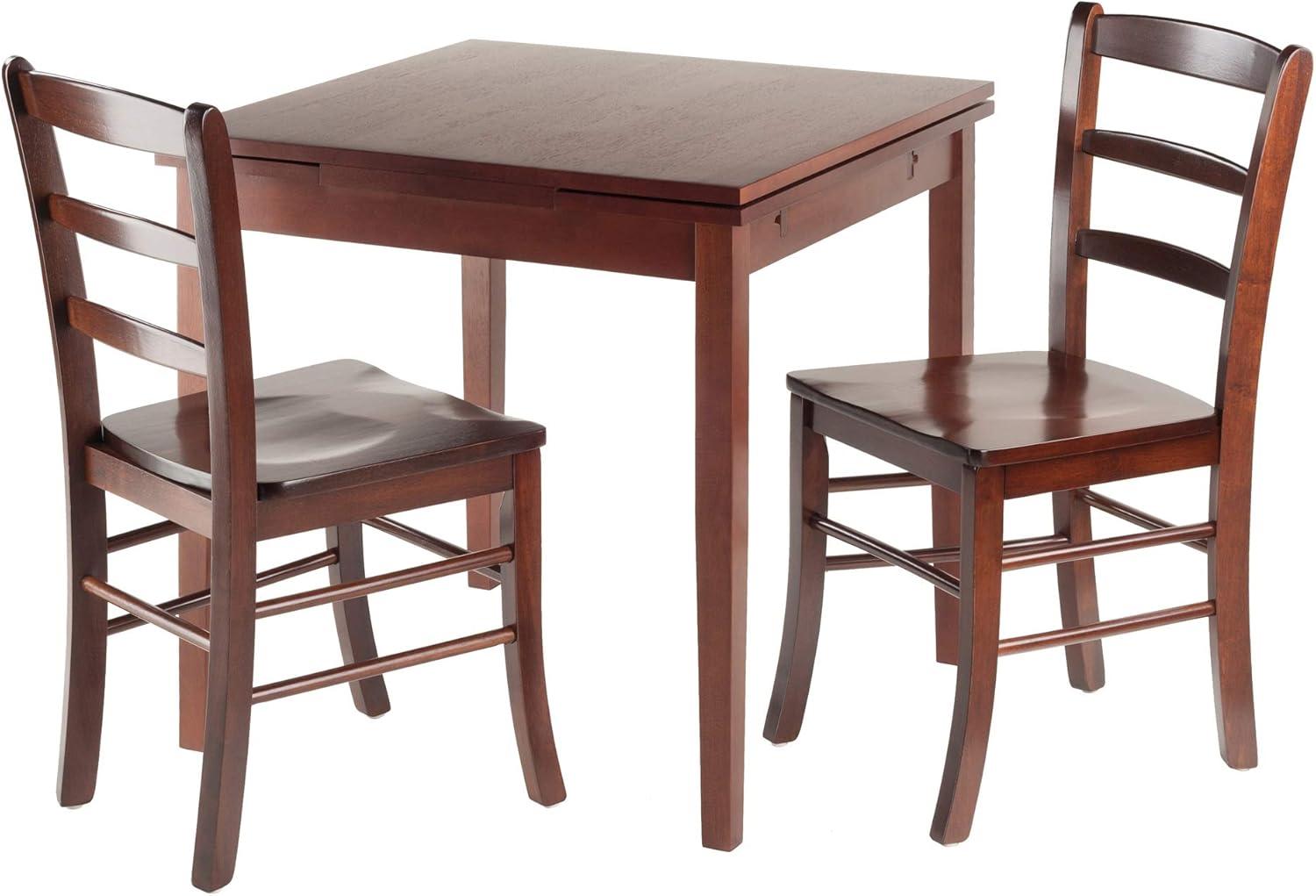 Winsome 3pc Lynnwood Set Drop Leaf Counter Height Dining Sets with Counter Stools Wood/Walnut: Mid-Century Modern, 4-Seat Pub Table Set