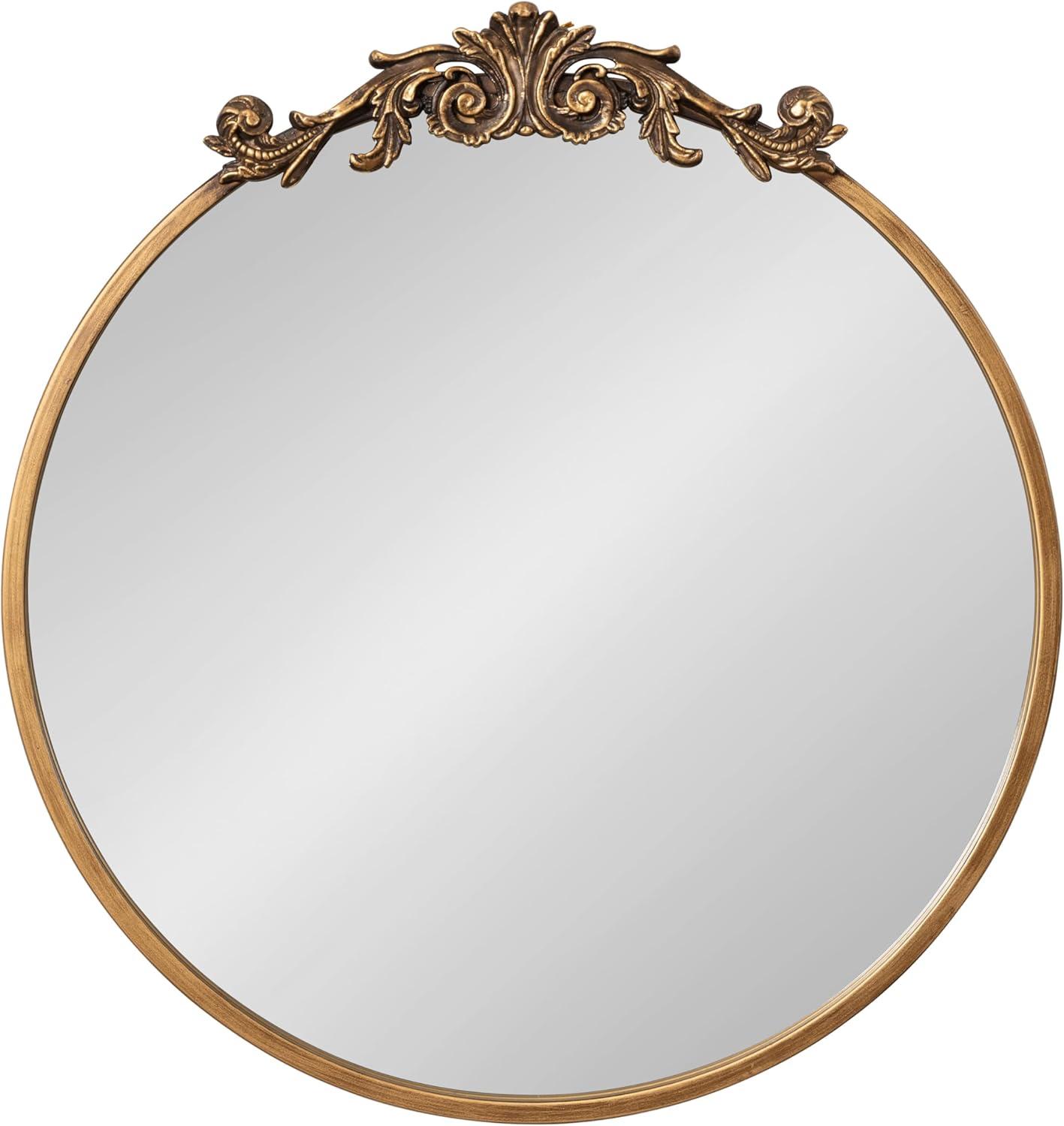 Kate and Laurel Arendahl Metal Round Mirror, 24" Diameter, Gold