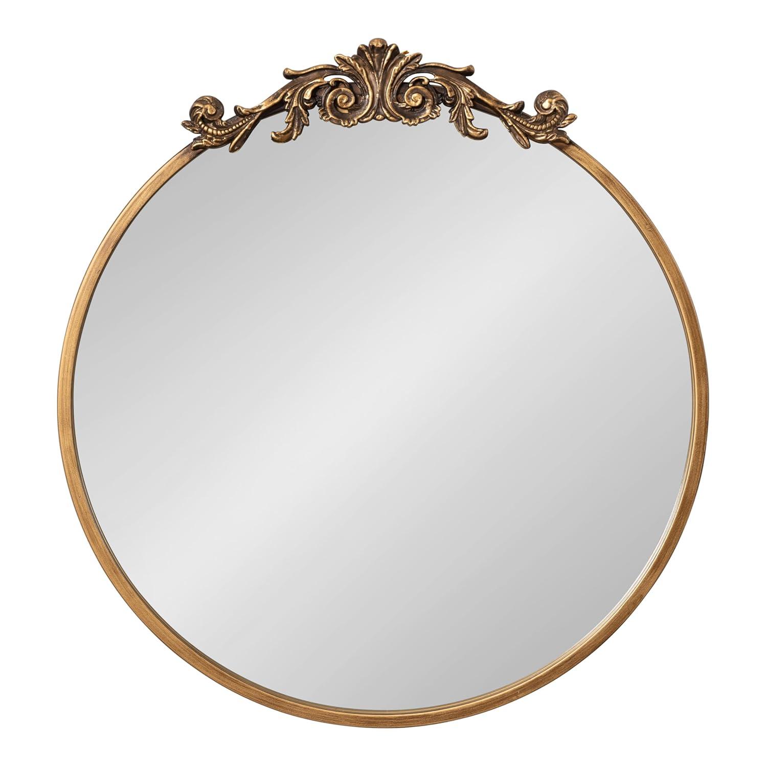 Kate and Laurel Arendahl Metal Round Mirror, 24" Diameter, Gold