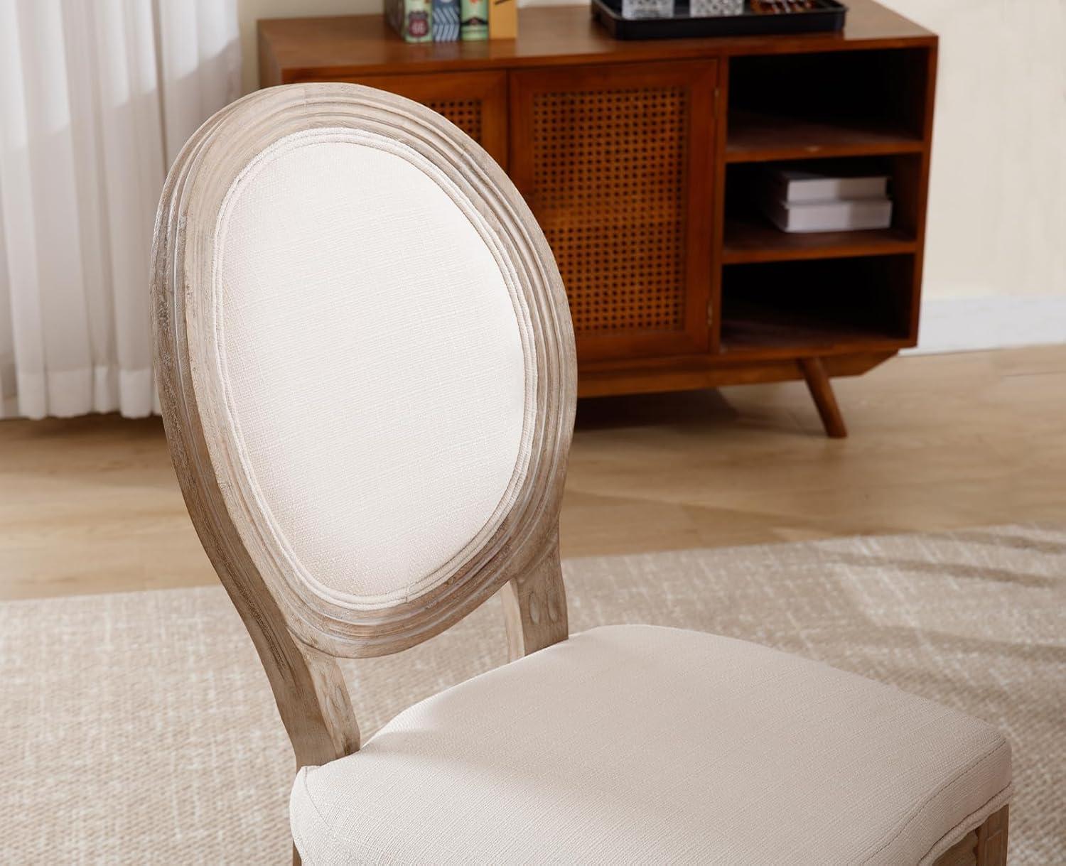 SoarFlash French Dining Chairs Set of 6, Vantage Dining Chair with Round Back, Farmhouse Country Dining Chair for Kitchen,Bedroom,Beige