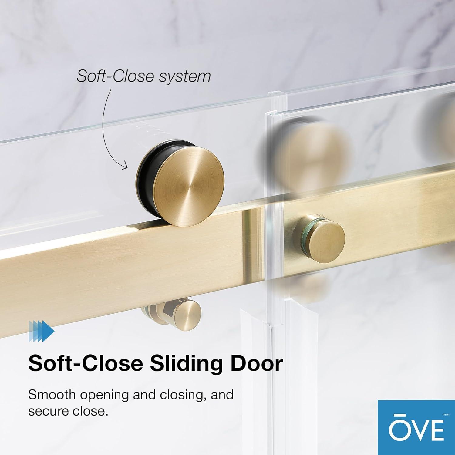 OVE Decors Bel Soft Close Gold 58-in to 60-in x 78.75-in Frameless Sliding Soft Close Shower Door