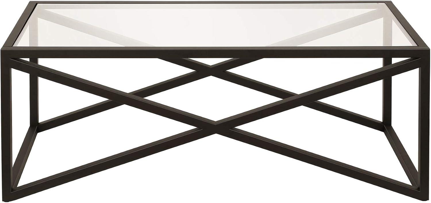 Evelyn&Zoe Calix 46" Wide Rectangular Coffee Table, Blackened Bronze