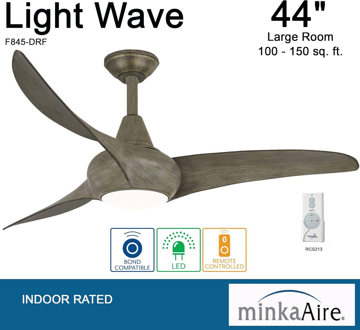 44" Minka Aire Light Wave Modern Driftwood LED Ceiling Fan with Remote
