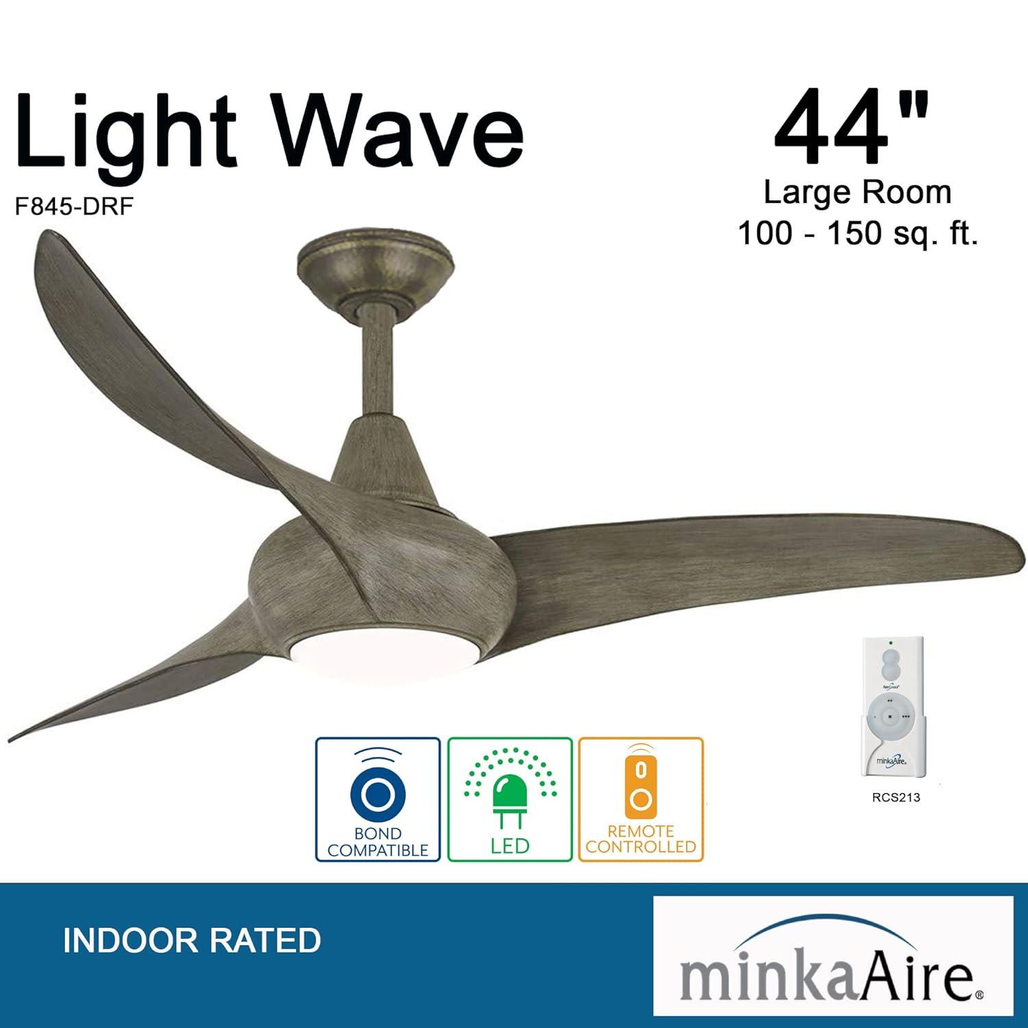 44" Minka Aire Light Wave Modern Driftwood LED Ceiling Fan with Remote