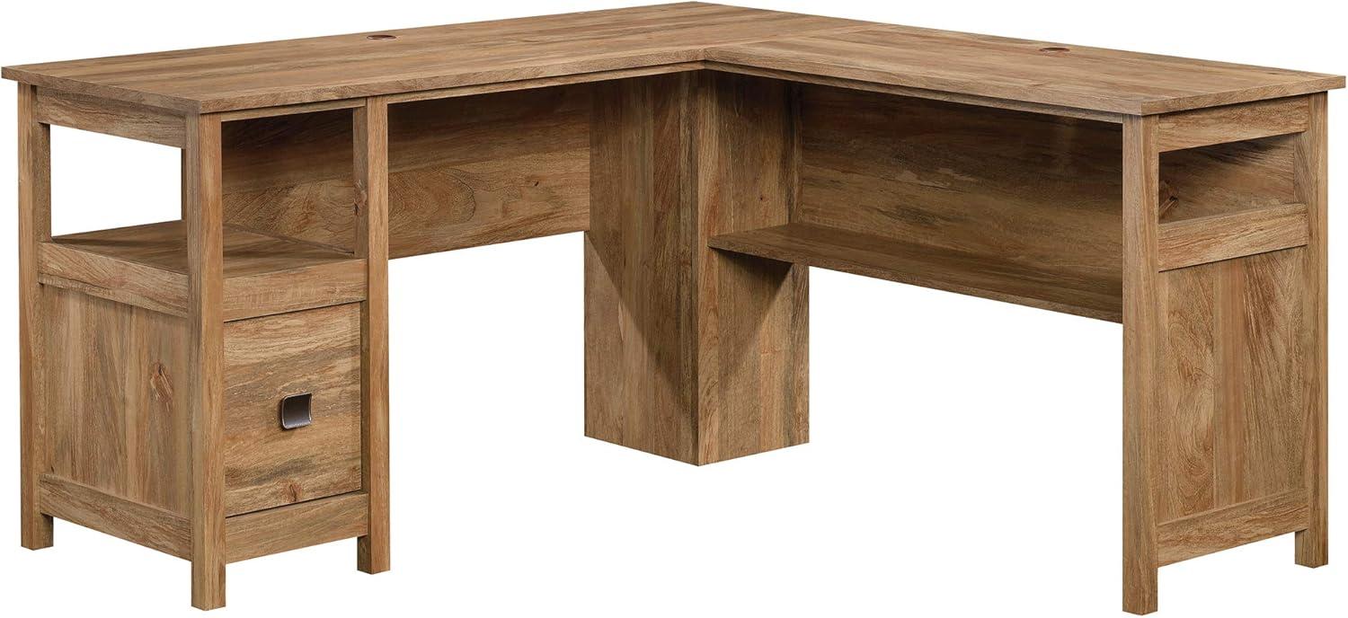 Cannery Bridge L Desk Sindoori Mango - Sauder: Mid-Century Modern Office Furniture with File Storage