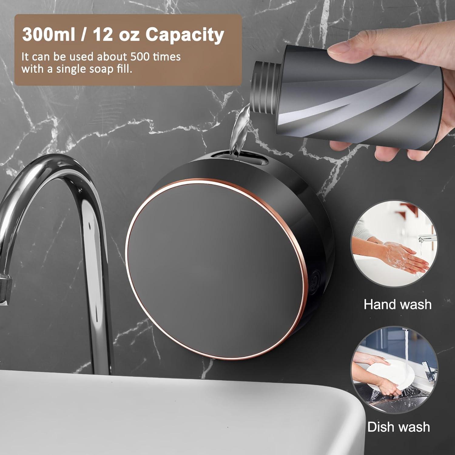 Automatic Soap Dispenser Foam Bathroom: Wall Mount Rechargeable Touchless Adjustable Auto Smart Electric Plastic Black Foaming Soap Dispenser with Clock - Kitchen - Hand Dish Lotion Couple Kids