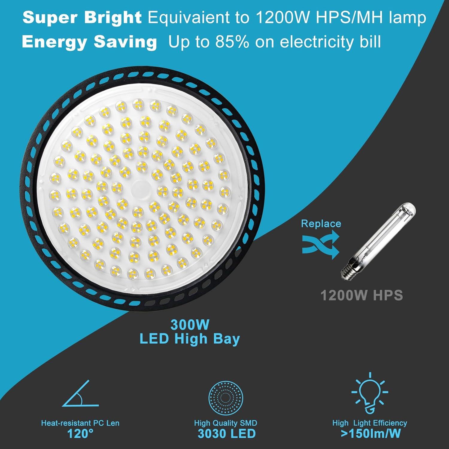 300W Black Aluminum UFO LED High Bay Light