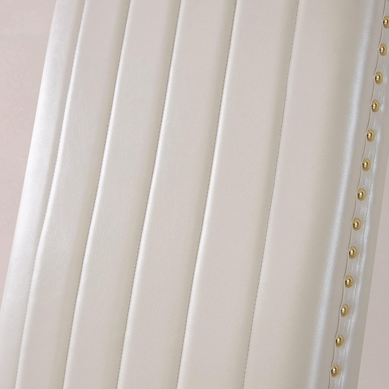 White Faux Leather High Back Side Chair with Gold Metal Legs