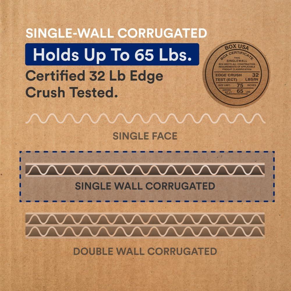 Medium Brown Corrugated Storage and Shipping Boxes, Pack of 10