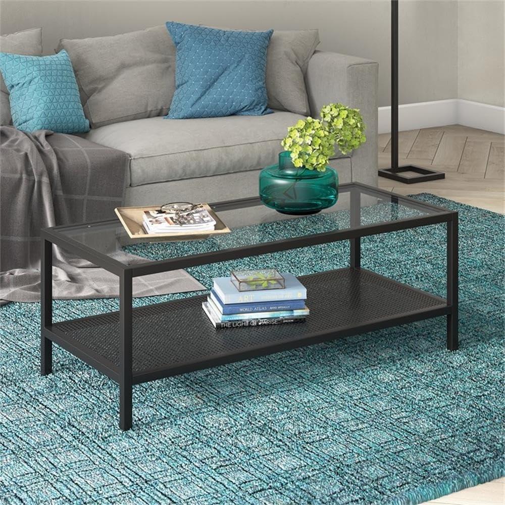 Evelyn&Zoe Rigan 45" Wide Rectangular Coffee Table, Blackened Bronze