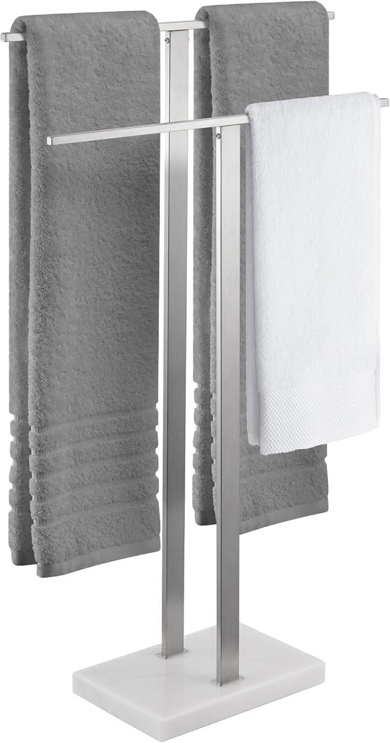 KES Brushed Stainless Steel 2-Tier Towel Rack with Marble Base