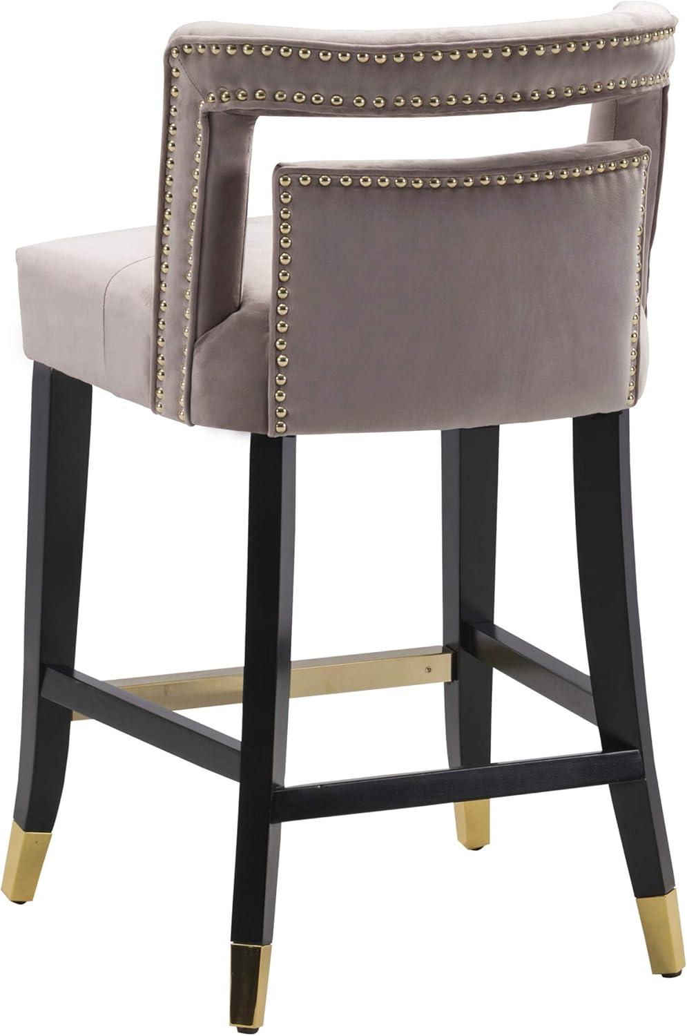 Iconic Home Velvet Half-Back Counter Stool, Irrithel