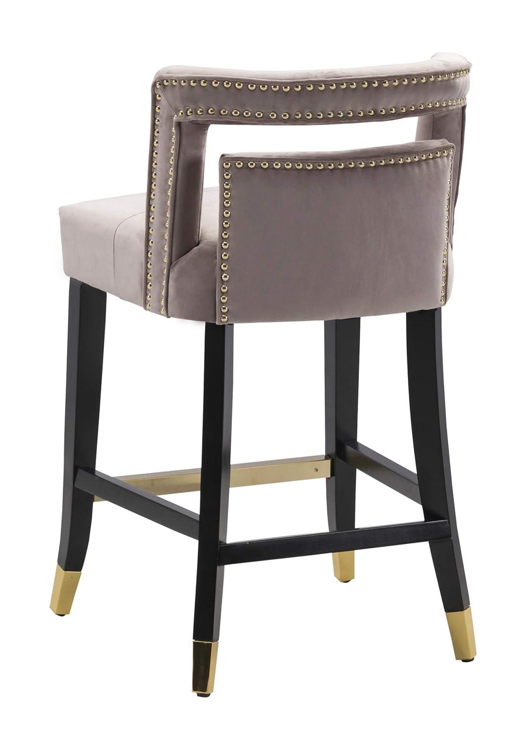 Iconic Home Velvet Half-Back Counter Stool, Irrithel