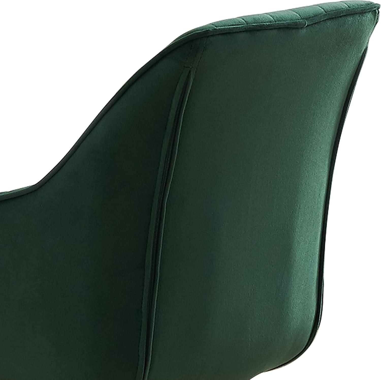 23 in. Green Velvet & Gold Swivel Arm Chair
