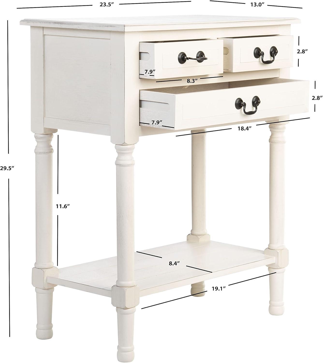 Primrose Distressed White Metal & Wood Console Table with Storage