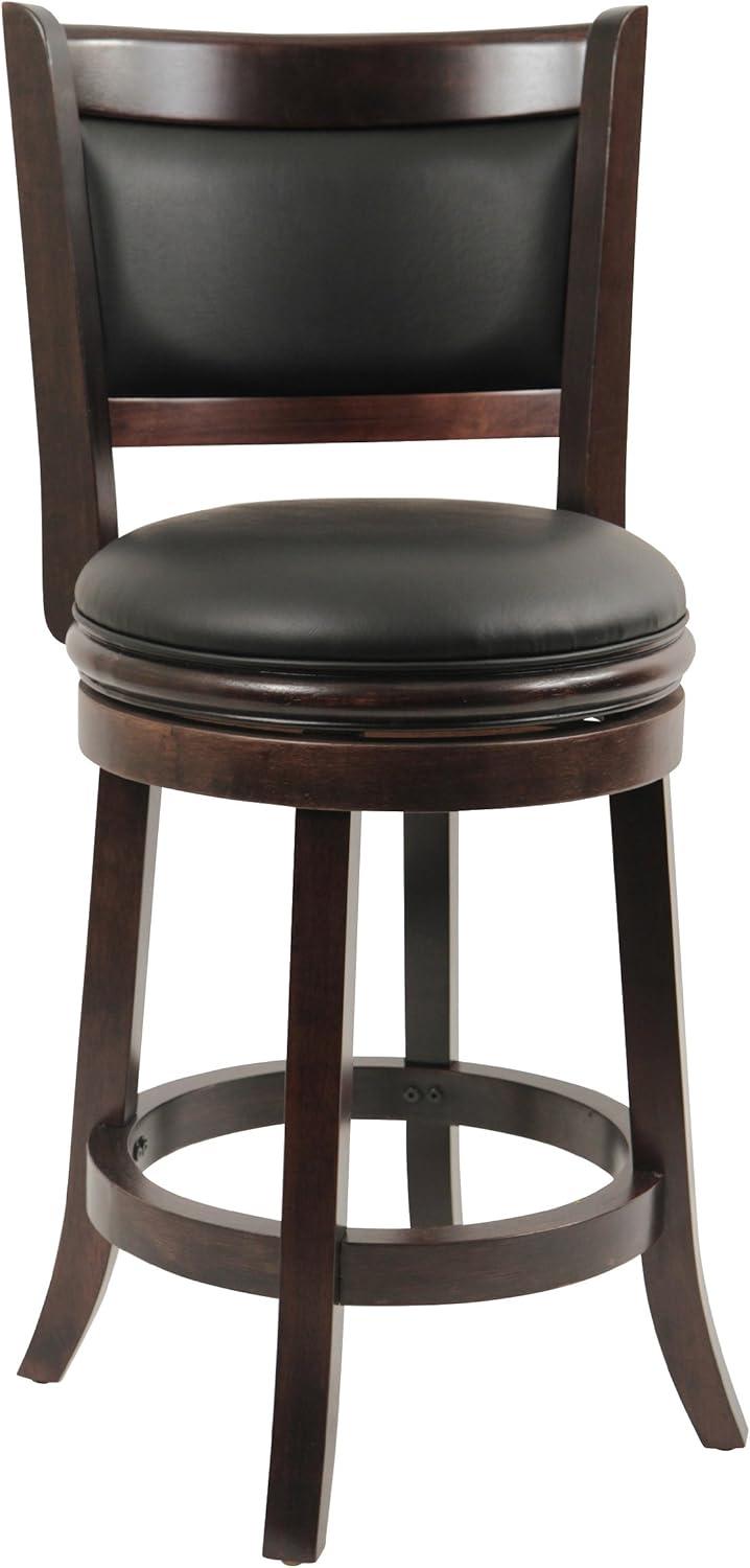 24" Cappuccino Swivel Wood and Faux Leather Barstool