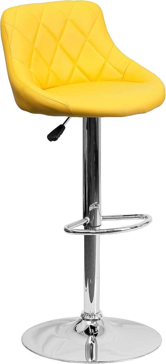 Flash Furniture Contemporary Vinyl Bucket Seat Adjustable Height Barstool with Diamond Pattern Back and Chrome Base