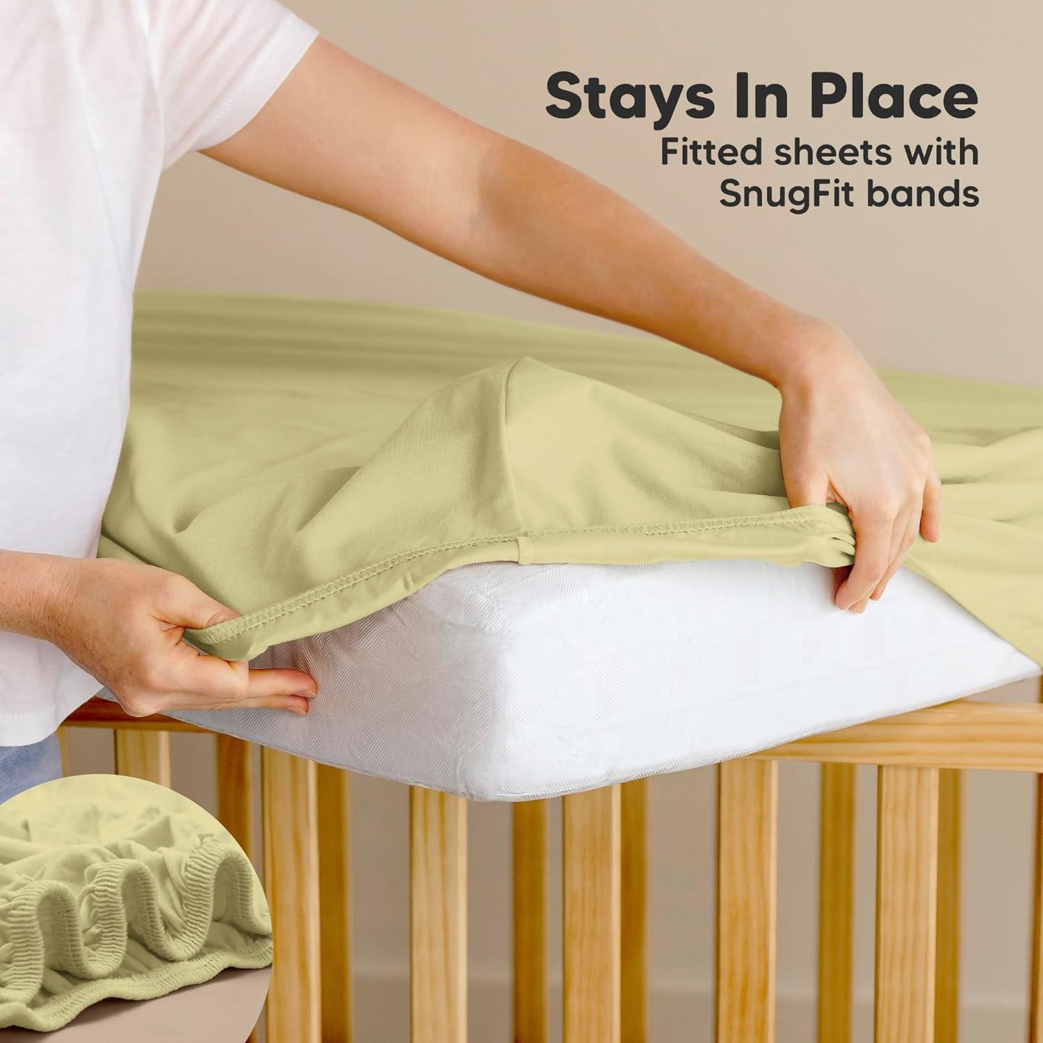 KeaBabies 2pk Soothe Waterproof Fitted Mini Crib Sheets for Girl, Boy, 100% Organic Soft Cotton Pack and Play Sheets (Oregano)