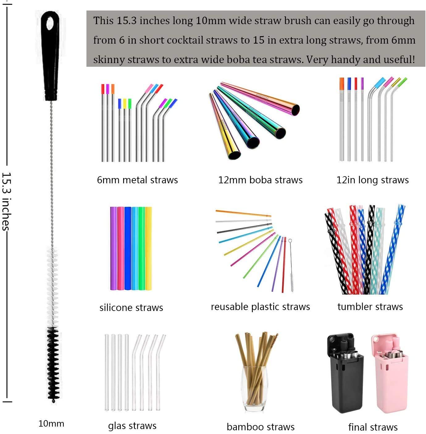 ZOUYUE 8 Pcs Bottle Cleaning Brush Set Long Handle Black Bottle Cleaner Sturdy Food Grade for Cleaning Baby Bottles Sports Water Bottles Flask