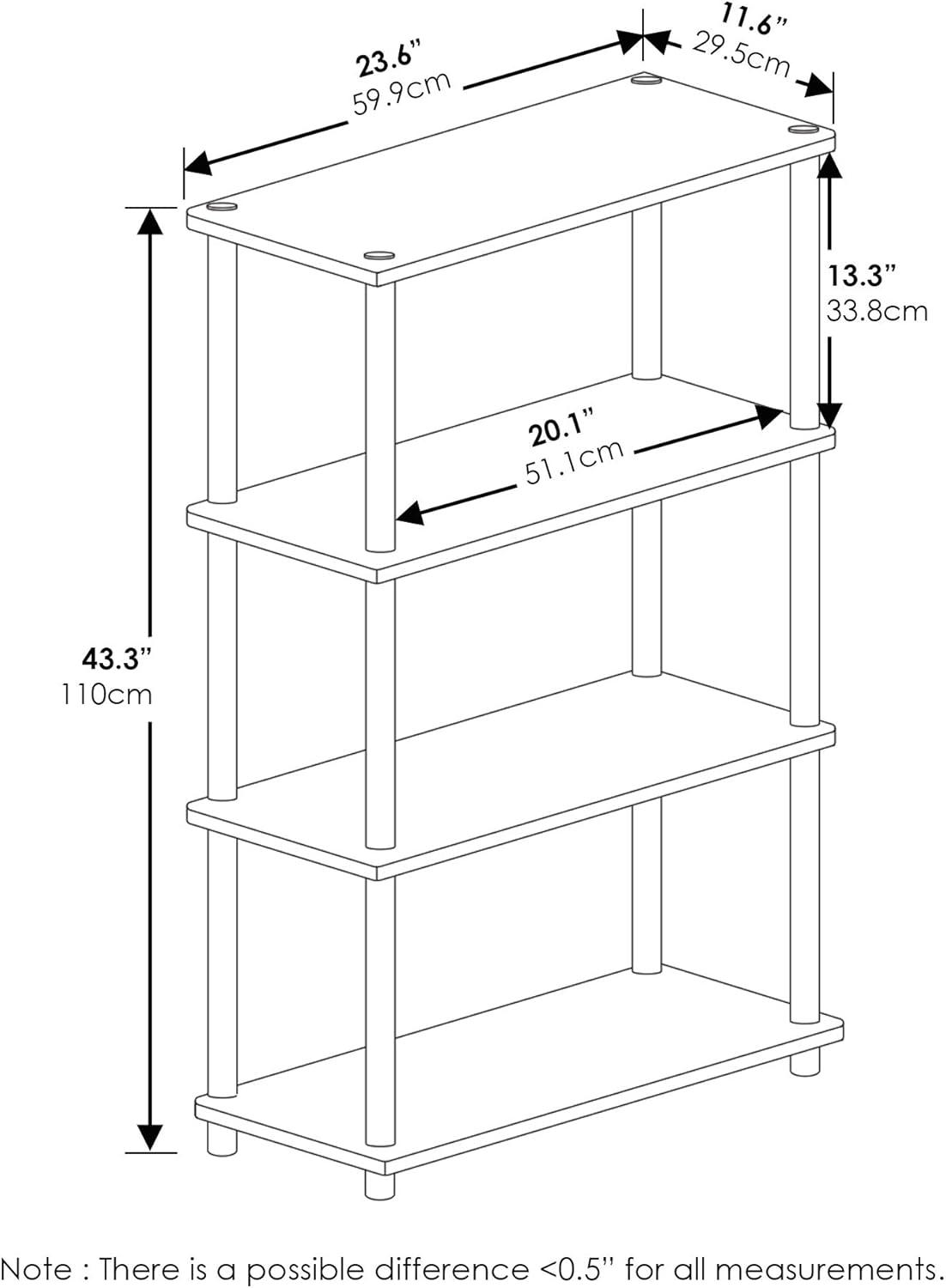 Furinno 4-Tier Reversible Decorative Bookshelf Multipurpose Ladder Shelf Organizer Display Rack