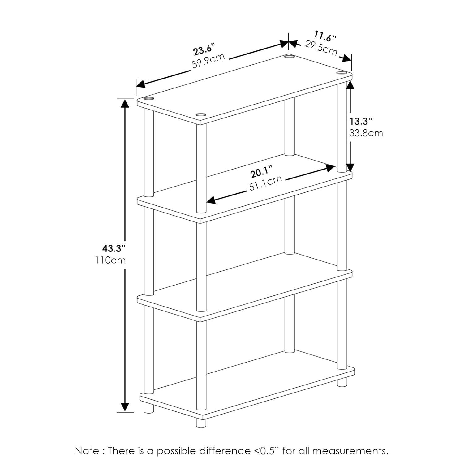 99557WN-BR Turn-N-Tube 4-Tier Multipurpose Shelf Display Rack - Walnut & Brown