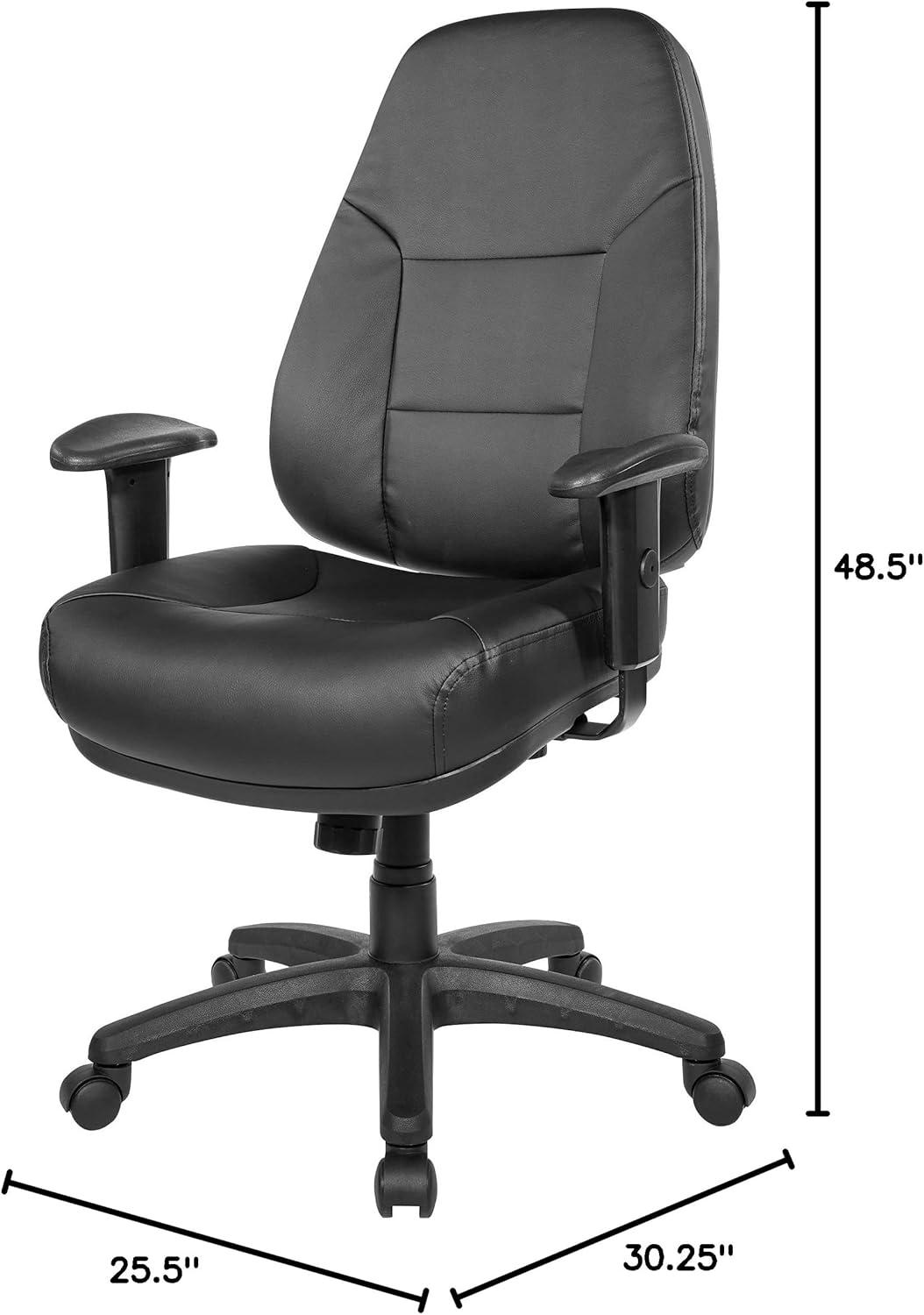 Office Star Products High Back Chair Dillion Black 2 Way Adj Arms Multi Function