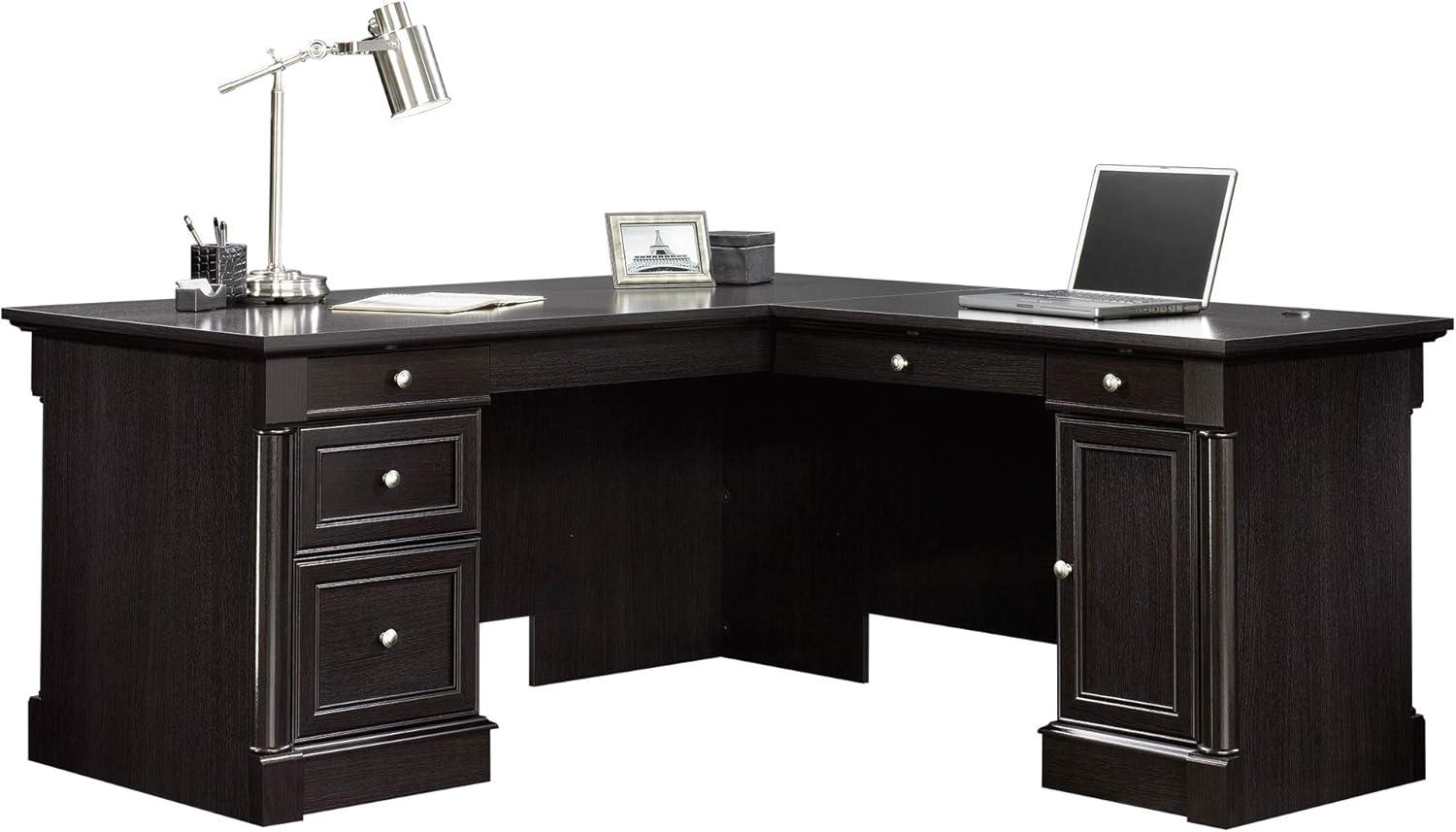 Wind Oak® Executive Corner Computer Desk with Drawer and Keyboard Tray