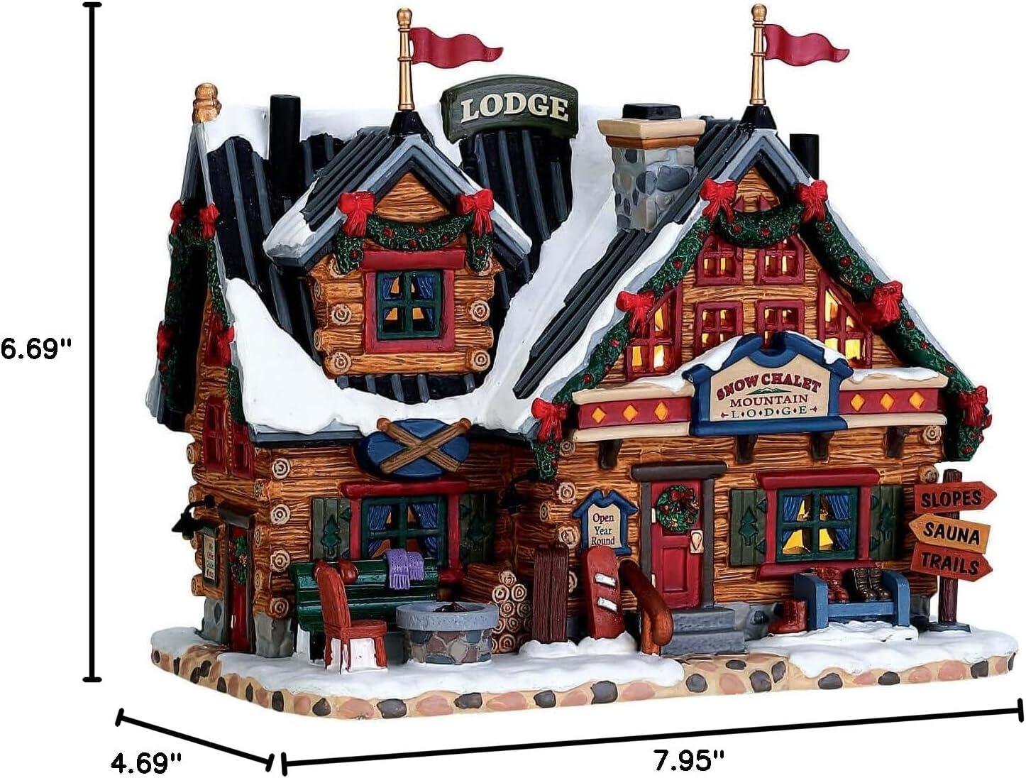 Lemax Multicolor Porcelain Christmas Ski Lodge Tabletop Decoration