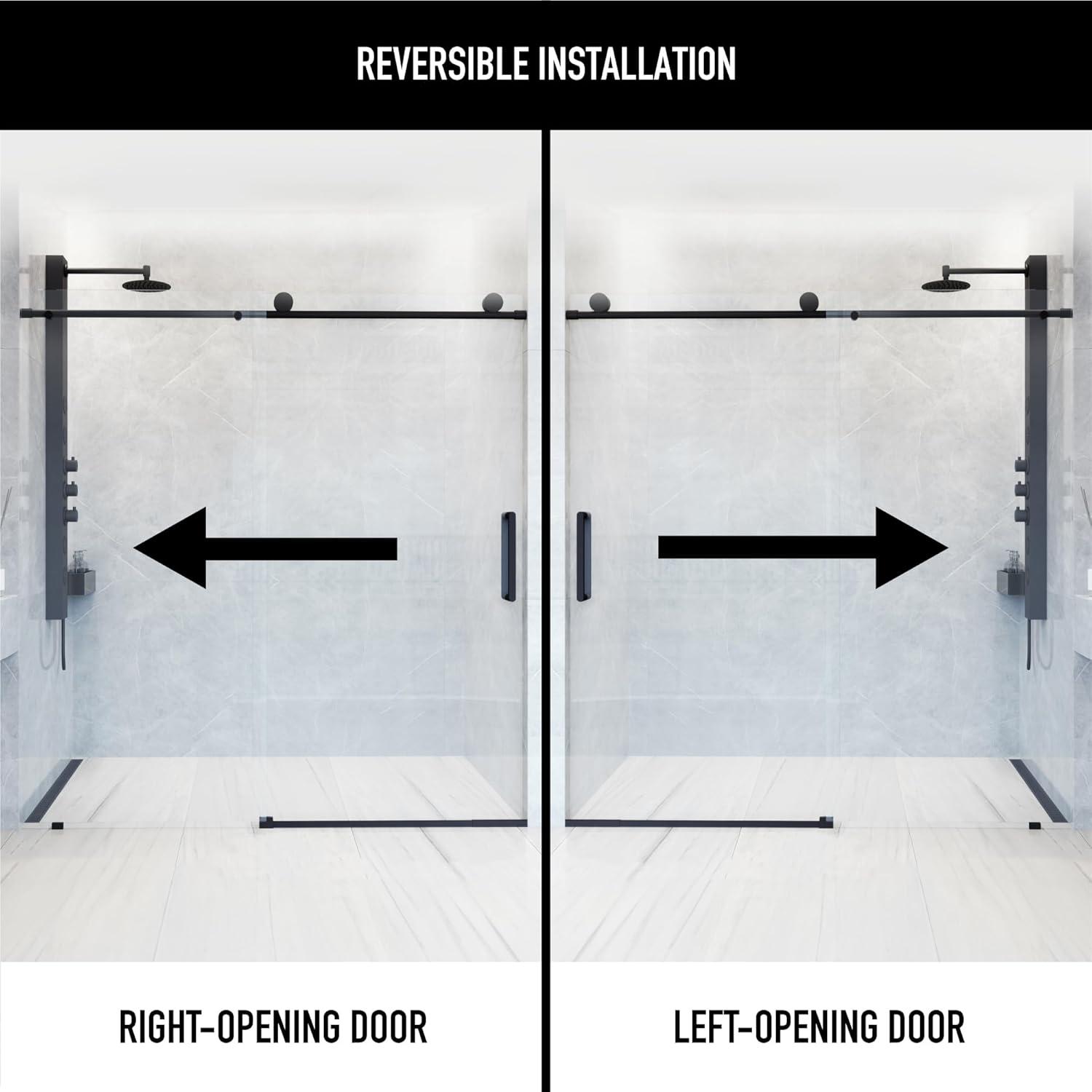 Elan 68-72" W x 76" H Sliding Frameless Shower Door with 3/8" Clear Glass