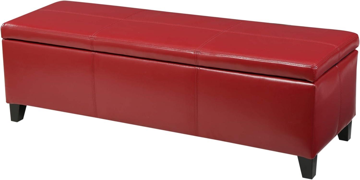 Christopher Knight Home Lucinda Faux Leather Storage Ottoman Bench Red : Upholstered Rectangular Seat, Wood Frame