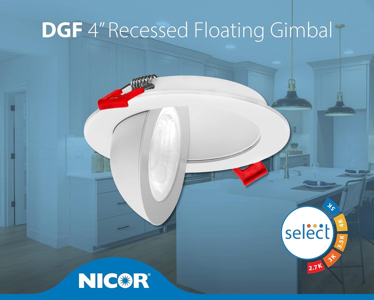 DGF43 4'' Selectable Color Temperature Dimmable Air-Tight IC Rated LED Canless Recessed Lighting Kit