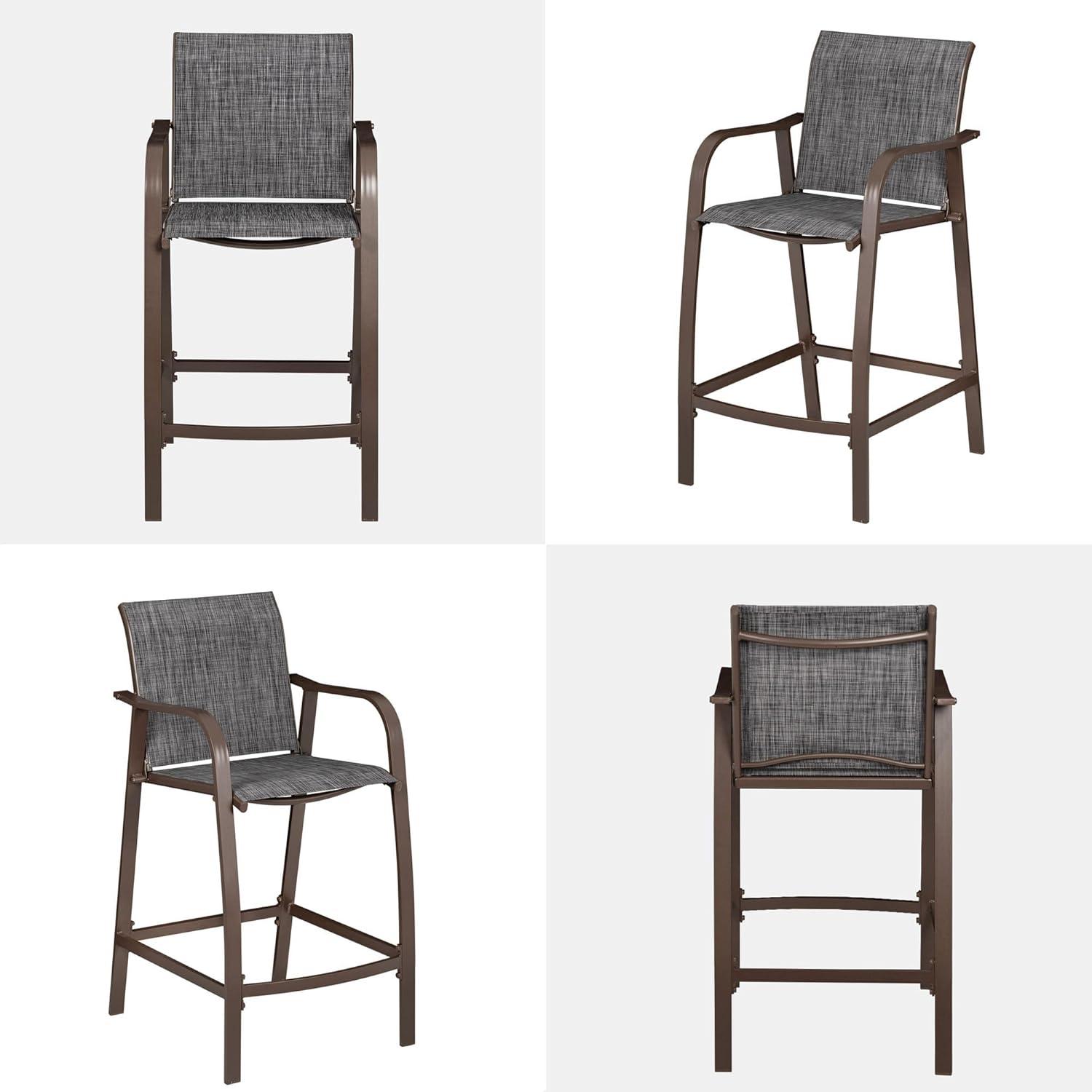 Pellebant Set of 2 Outdoor Counter Height Bar Stools  Aluminum Patio Bar Chairs,Espresso