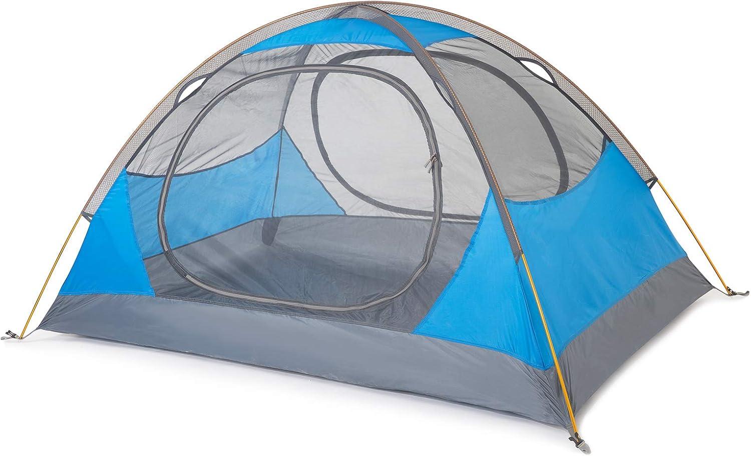 Blue Two-Person Three-Season Dome Camping Tent with Carry Bag