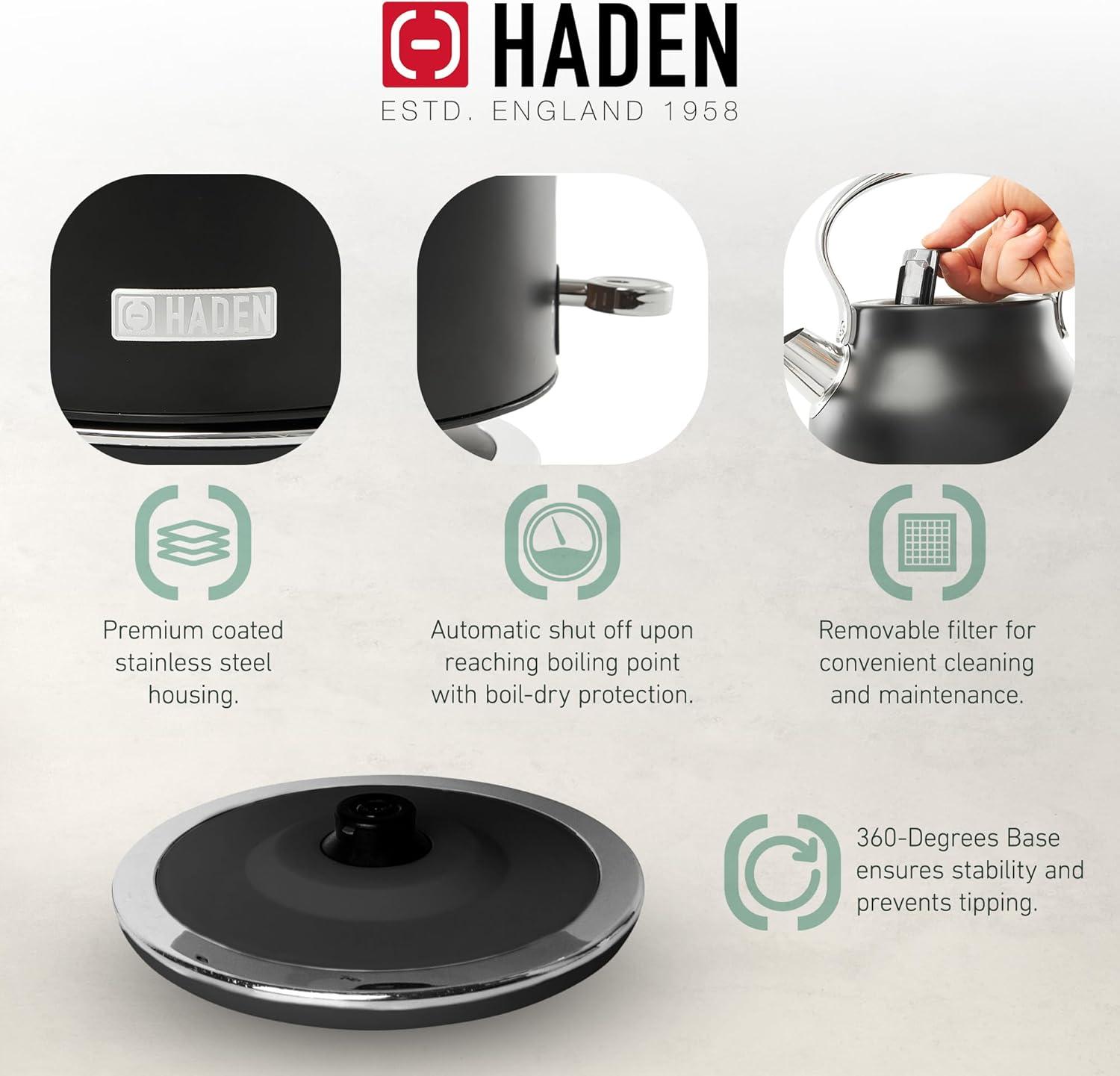 Haden Margate Poodle and Blonde Electric Kettle 1.7 Liter Cordless Stainless Steel with Tottenham Dalmatian Print and Auto Shut Off, Multicolor