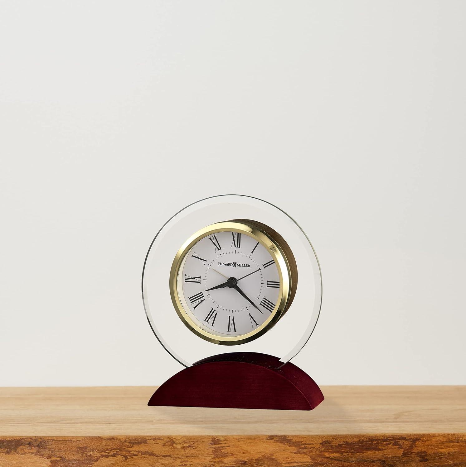 Modern & Contemporary Roman Numeral Quartz Movement / Crystal Tabletop Clock with Alarm in Glass