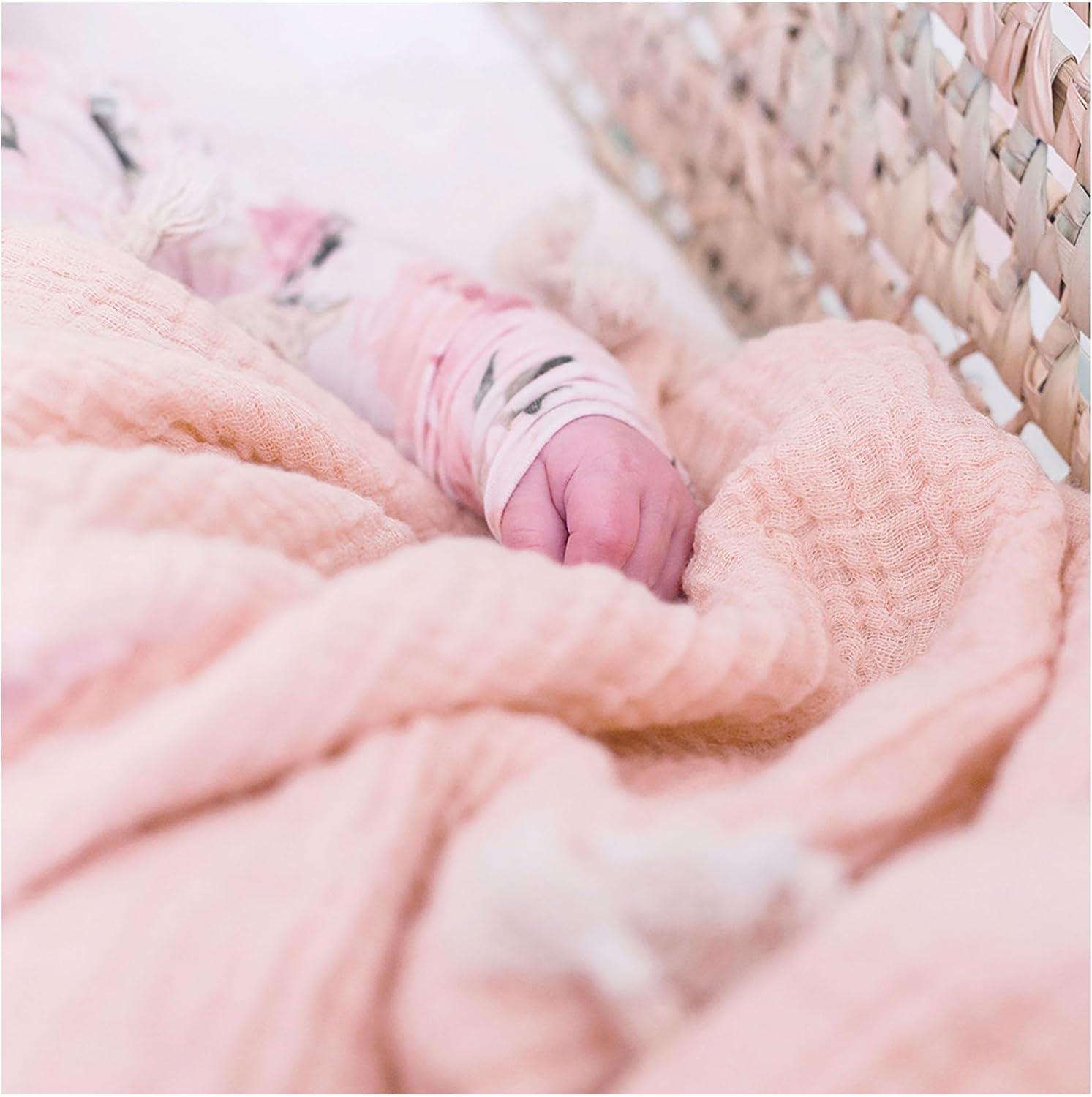 Crane Baby 6-Layer Muslin Baby Blanket with Tassel Edge