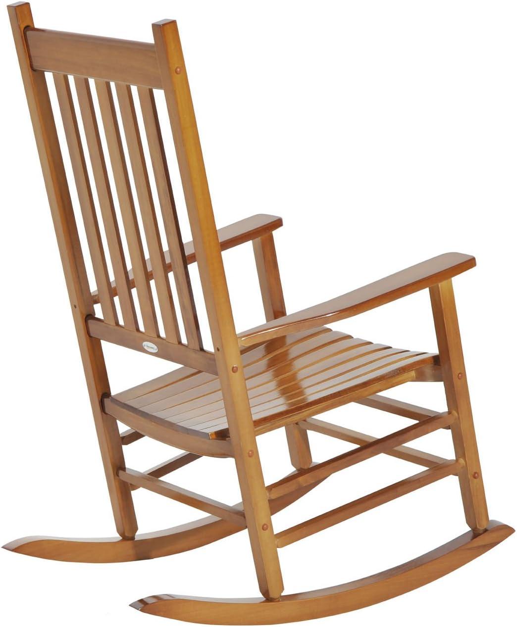 Natural Poplar Wood High Back Rocking Chair with Armrests