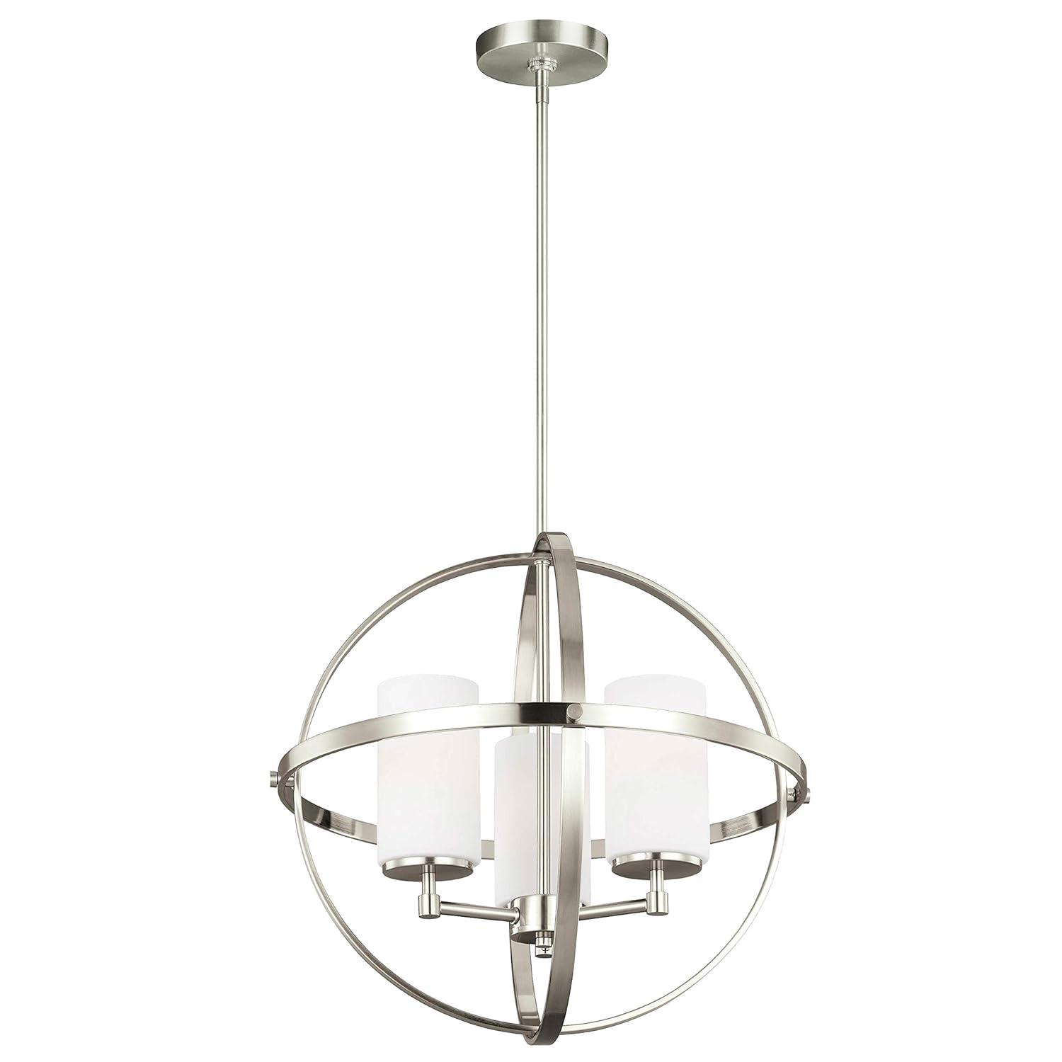 Alturas Brushed Nickel 3-Light Chandelier with Etched Glass