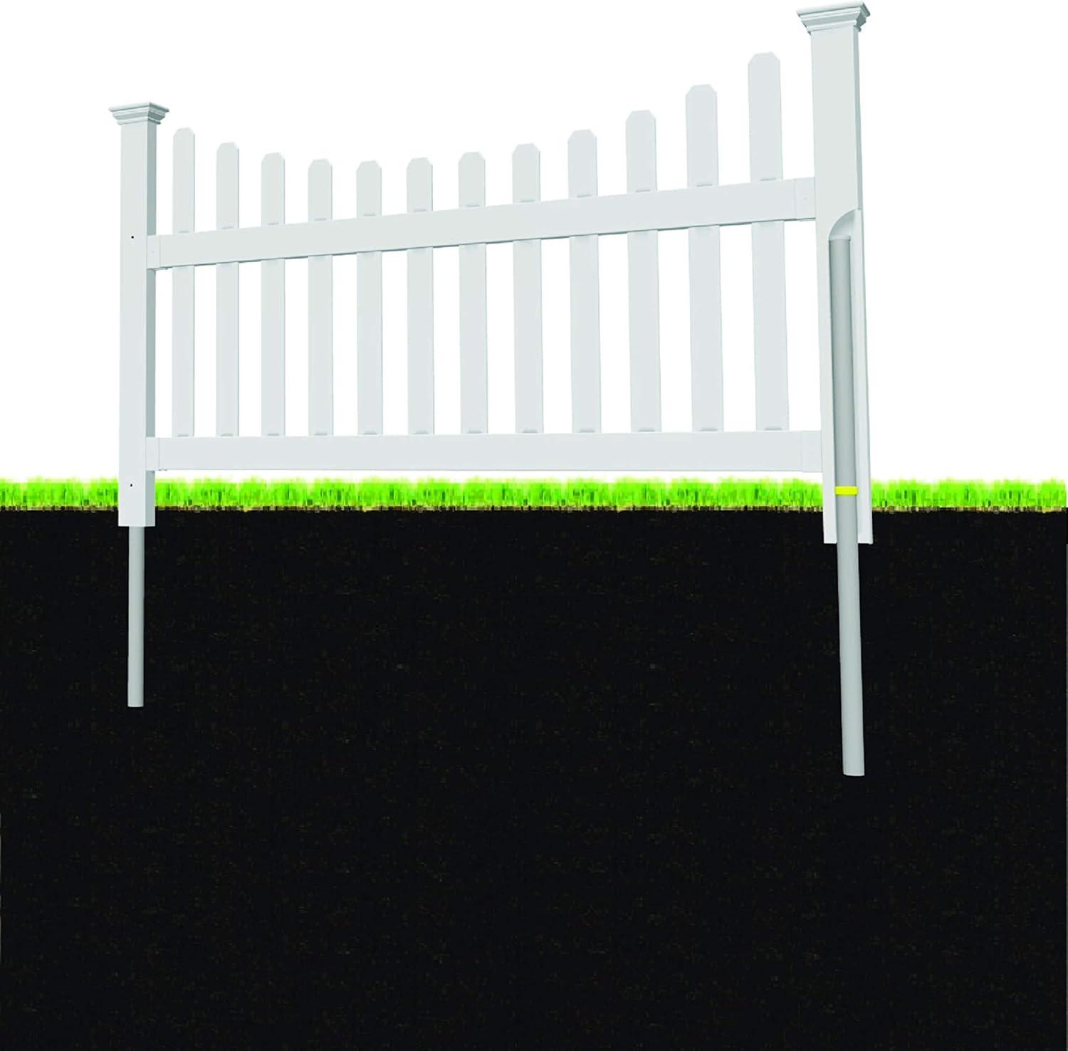 3.5ft H x 6ft W (1 Panel + 1 Post) No Dig Zippity All American Fence Kit, White Vinyl Picket Fence, Easy Install Outdoor Fence for Backyard or Patio, DIY Decorative Fencing, ZP19041