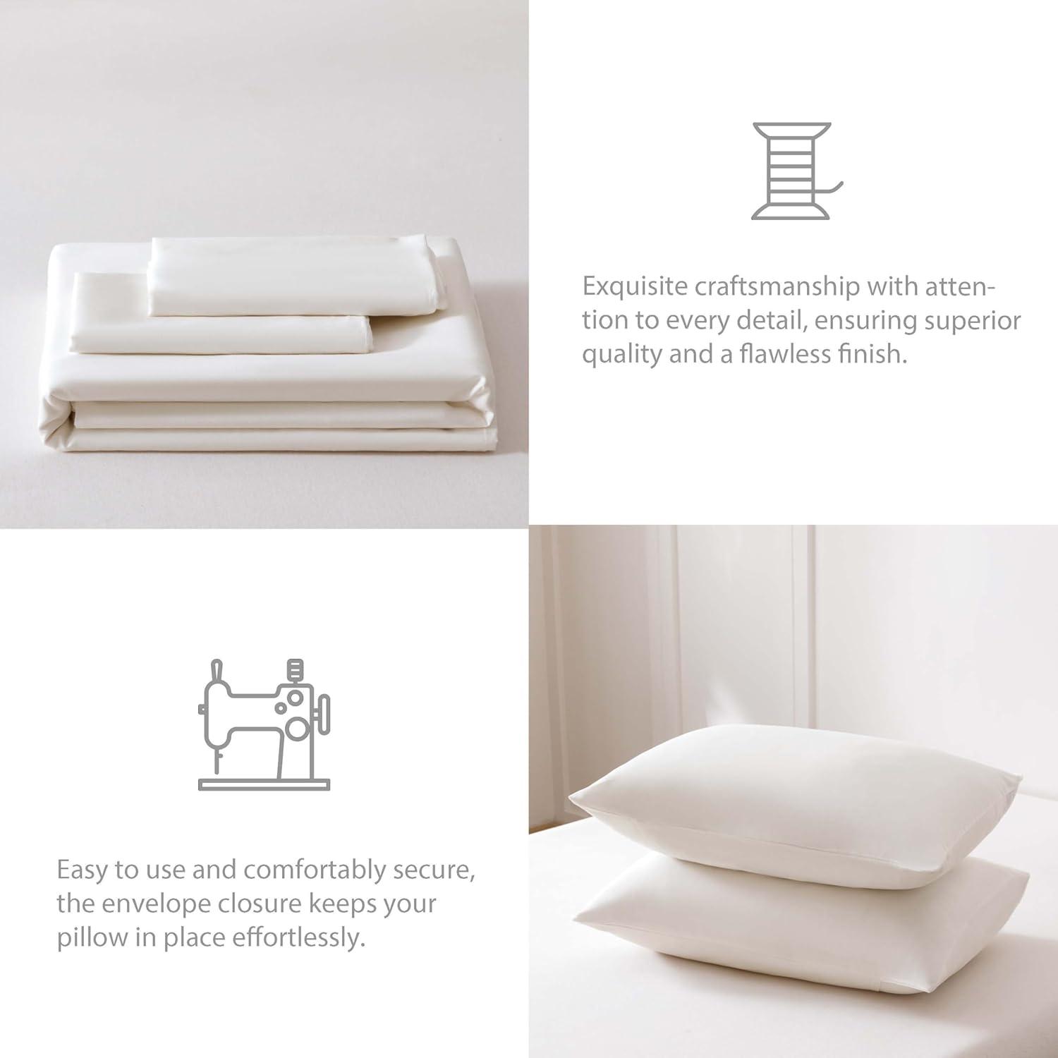 HeimenAogo Egyptian Cotton Duvet Cover Set King, Ultra Soft and Breathable Comforter Cover with Zipper Closure, High Thread Count Long Staple Cotton Blanket Cover 3pcs, Off-White