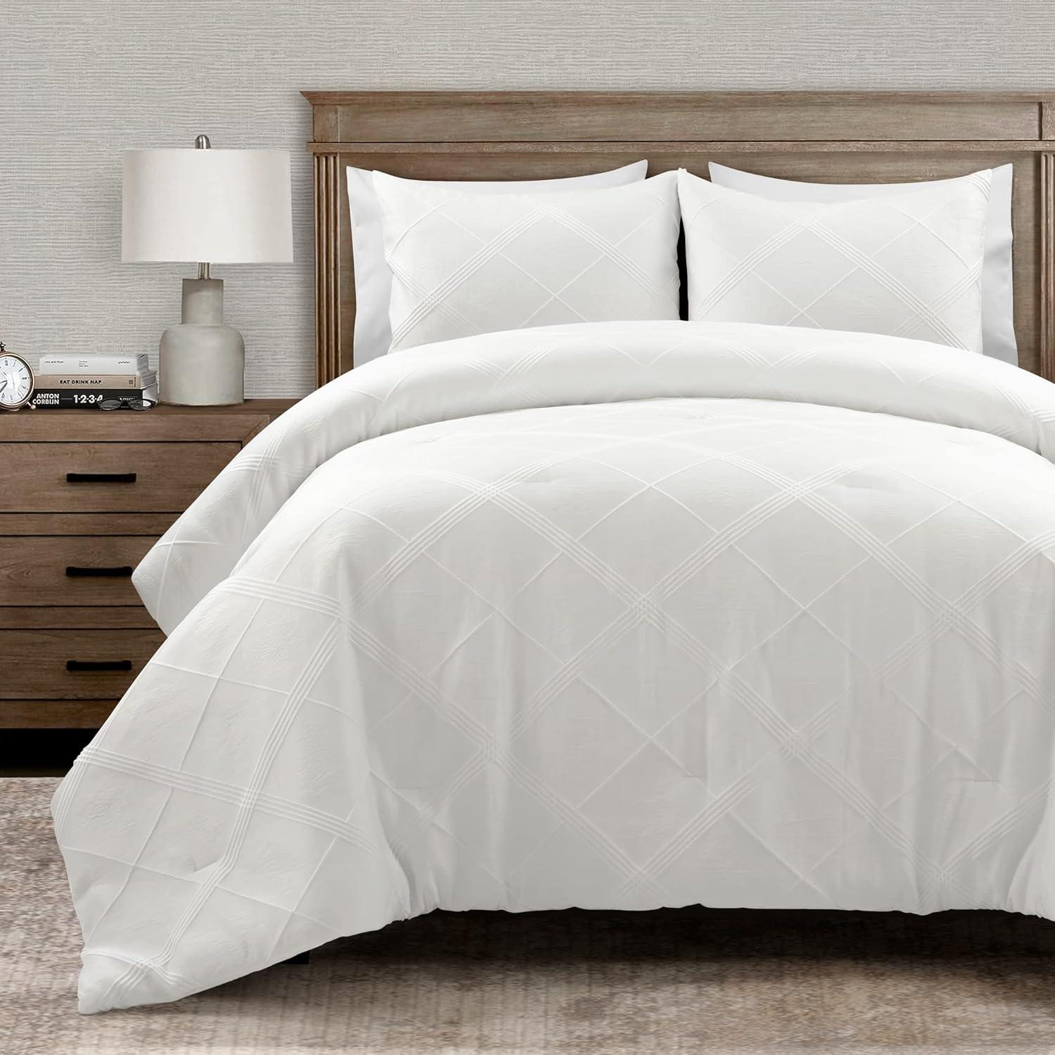 Pure White Microfiber 3 Piece Comforter Set