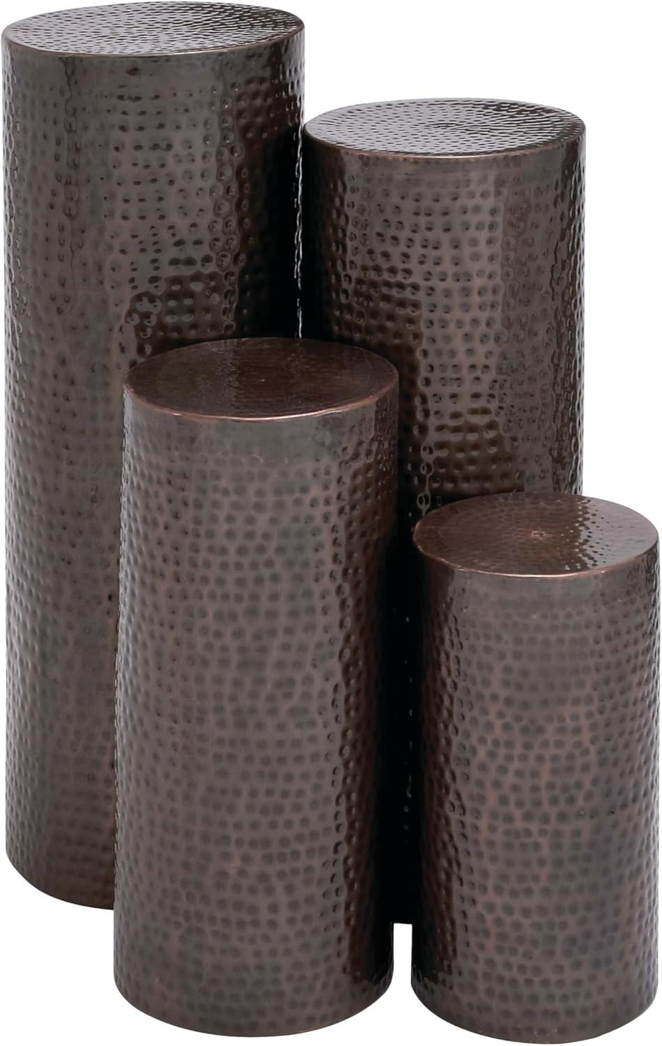 Set of 4 Brown Metal Bouquet Pedestal Tables - Industrial Design