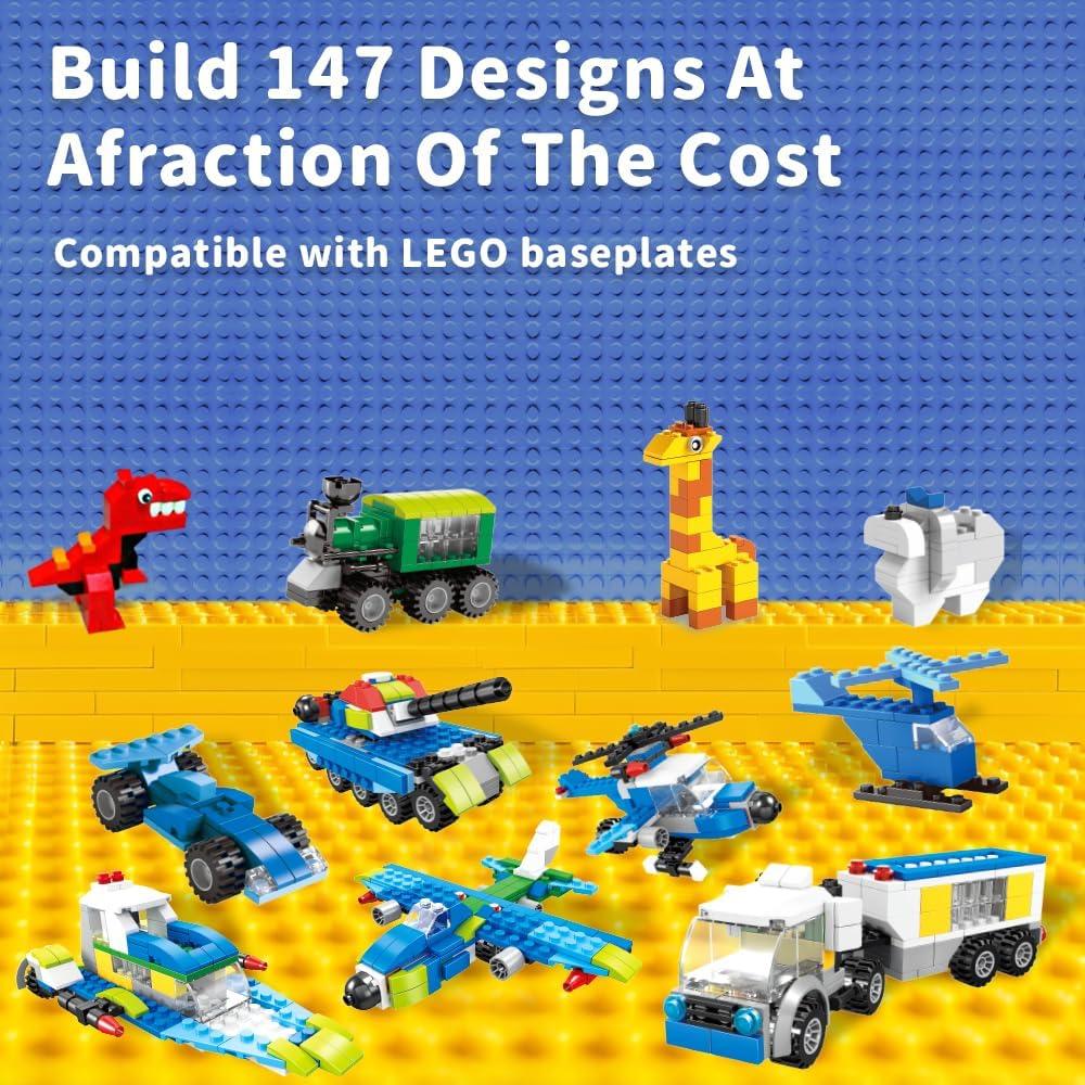 Fun Little Toys 1100 Pcs Building Bricks, 17 Colors & 147 Mixed Shapes, Compatible with Major Brands STEM Toy Set for Kids 3-12