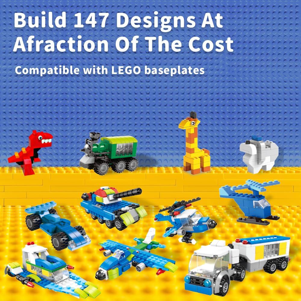 Fun Little Toys 1100 Pcs Building Bricks, 17 Colors & 147 Mixed Shapes, Compatible with Major Brands STEM Toy Set for Kids 3-12