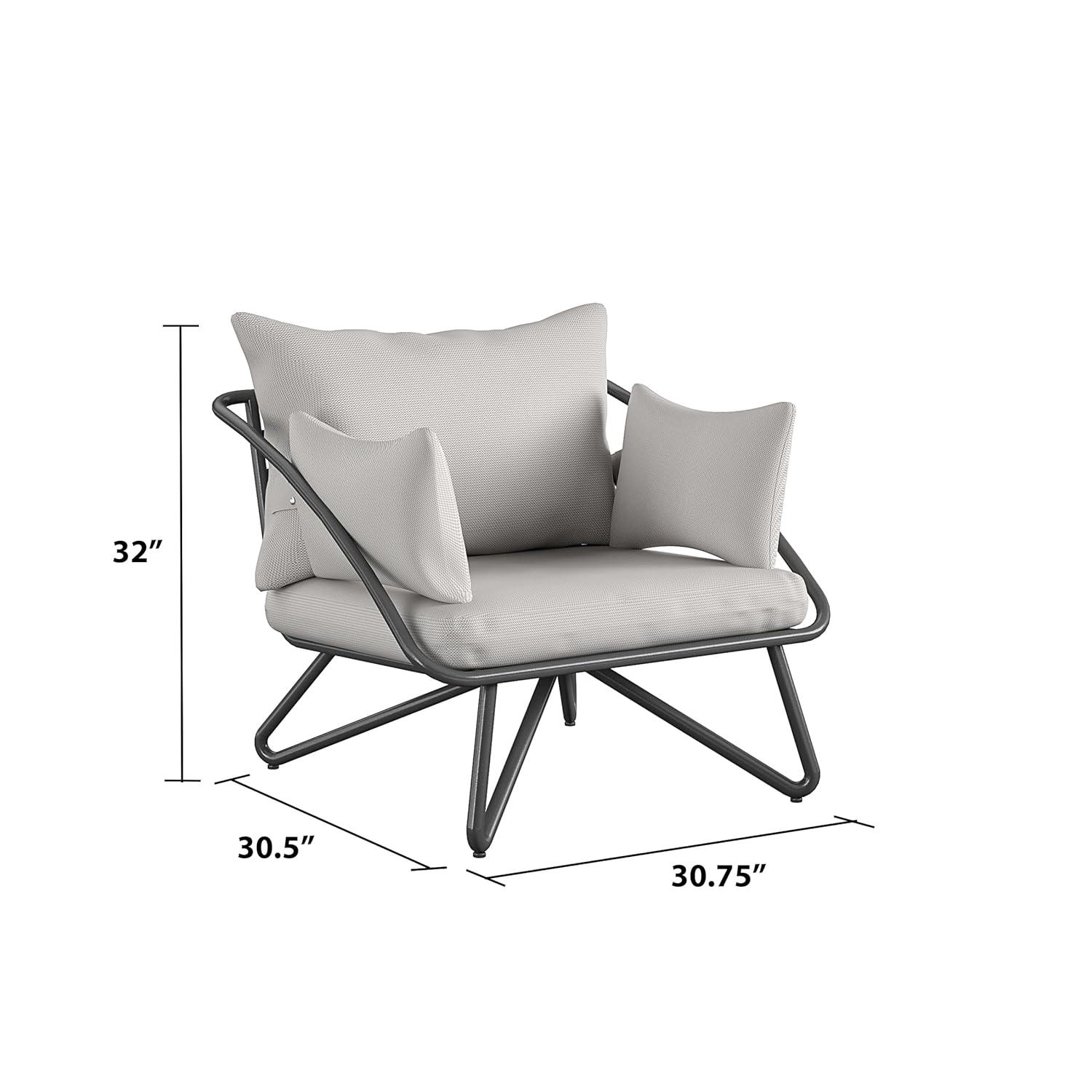 Teddi 2pc Outdoor Lounge Chairs Charcoal - Novogratz: Weather-Resistant Patio Furniture, Steel Frame