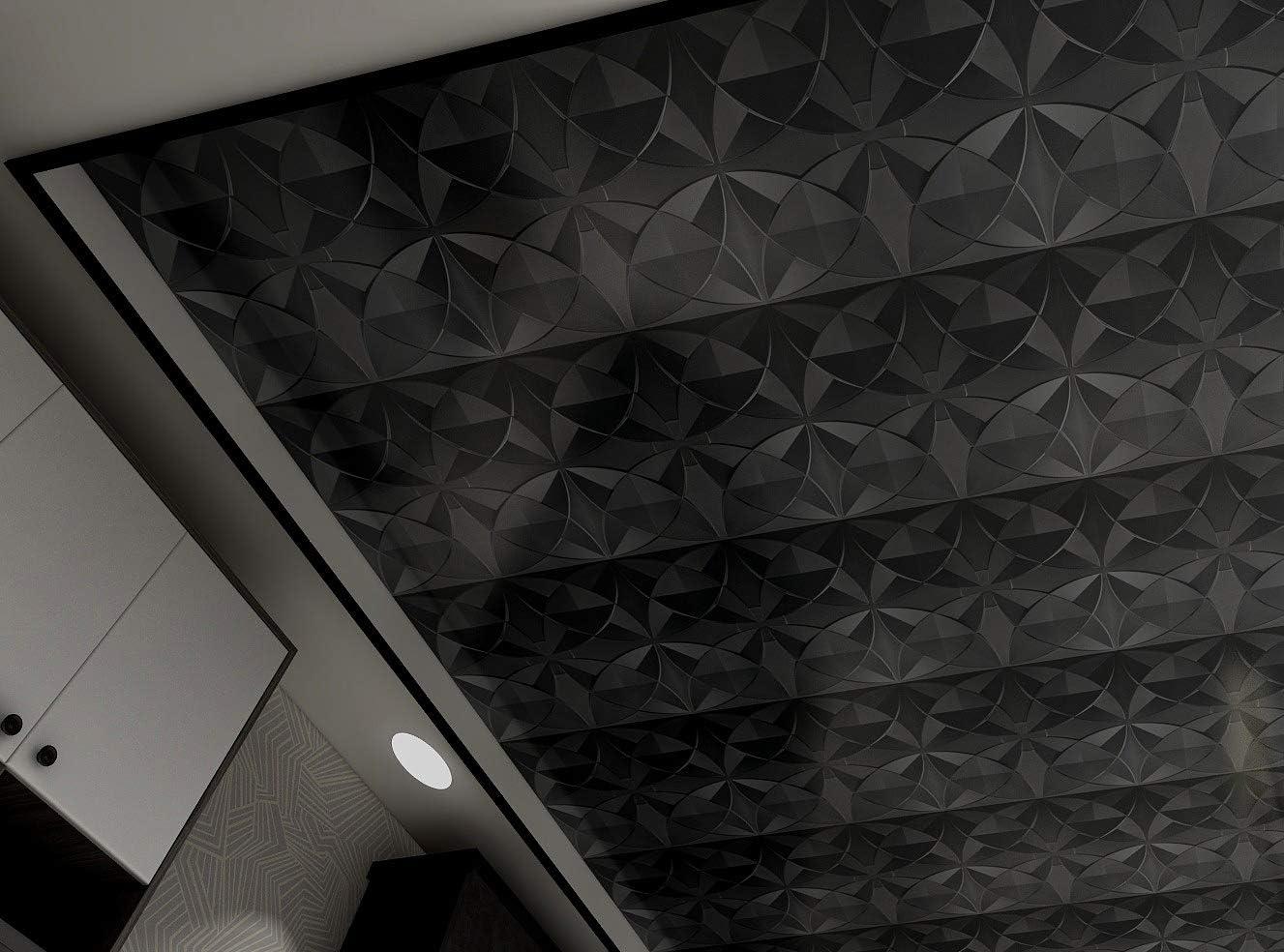 Black Floral 2 ft. x 2 ft. Suspended Ceiling Tile Pack of 12-Piece Decorative Ceiling Tile (48 sq. ft./box)